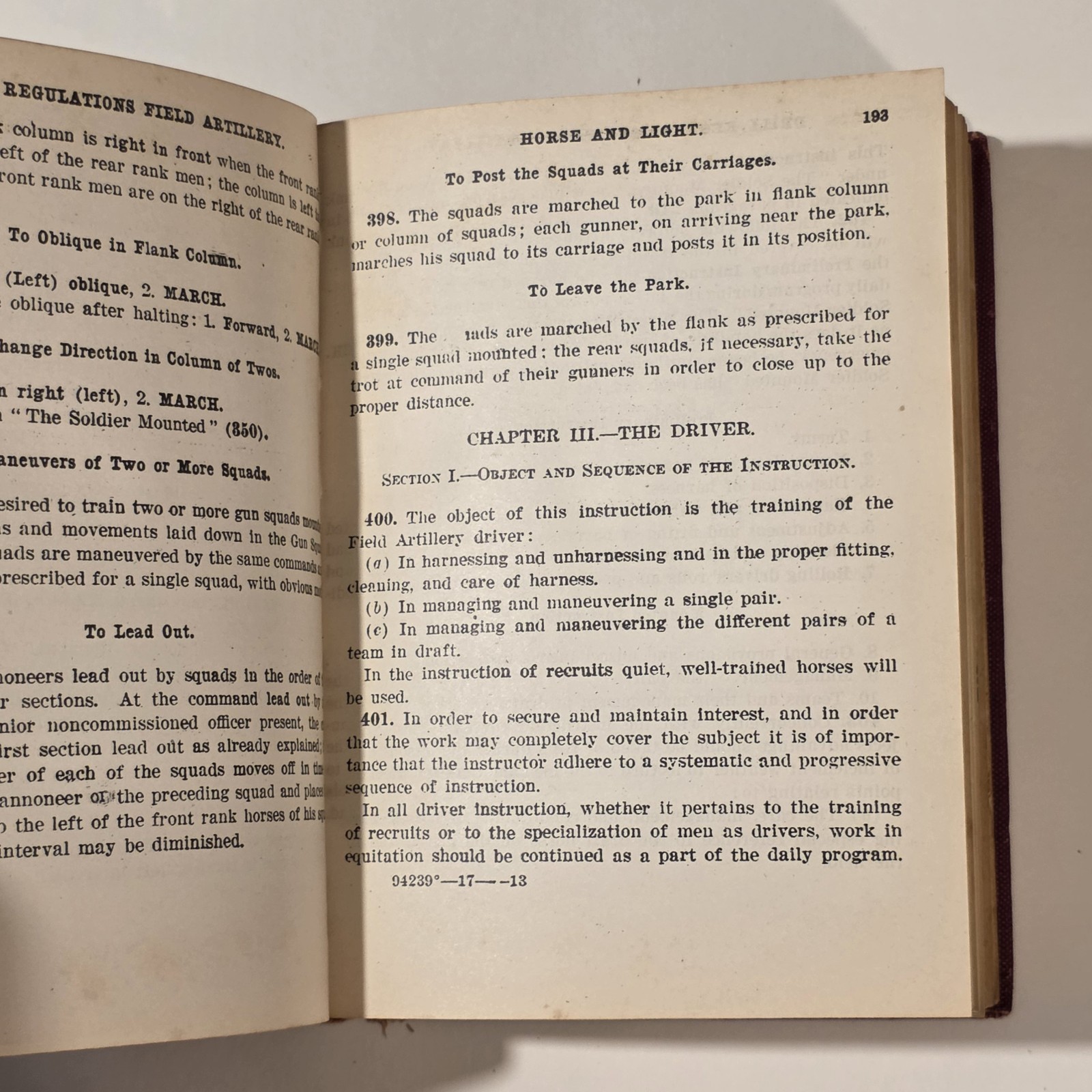 DRILL REGULATIONS FOR FIELD ARTILLERY (HORSE & LIGHT) US ARMY (PROVISIONAL) 1916