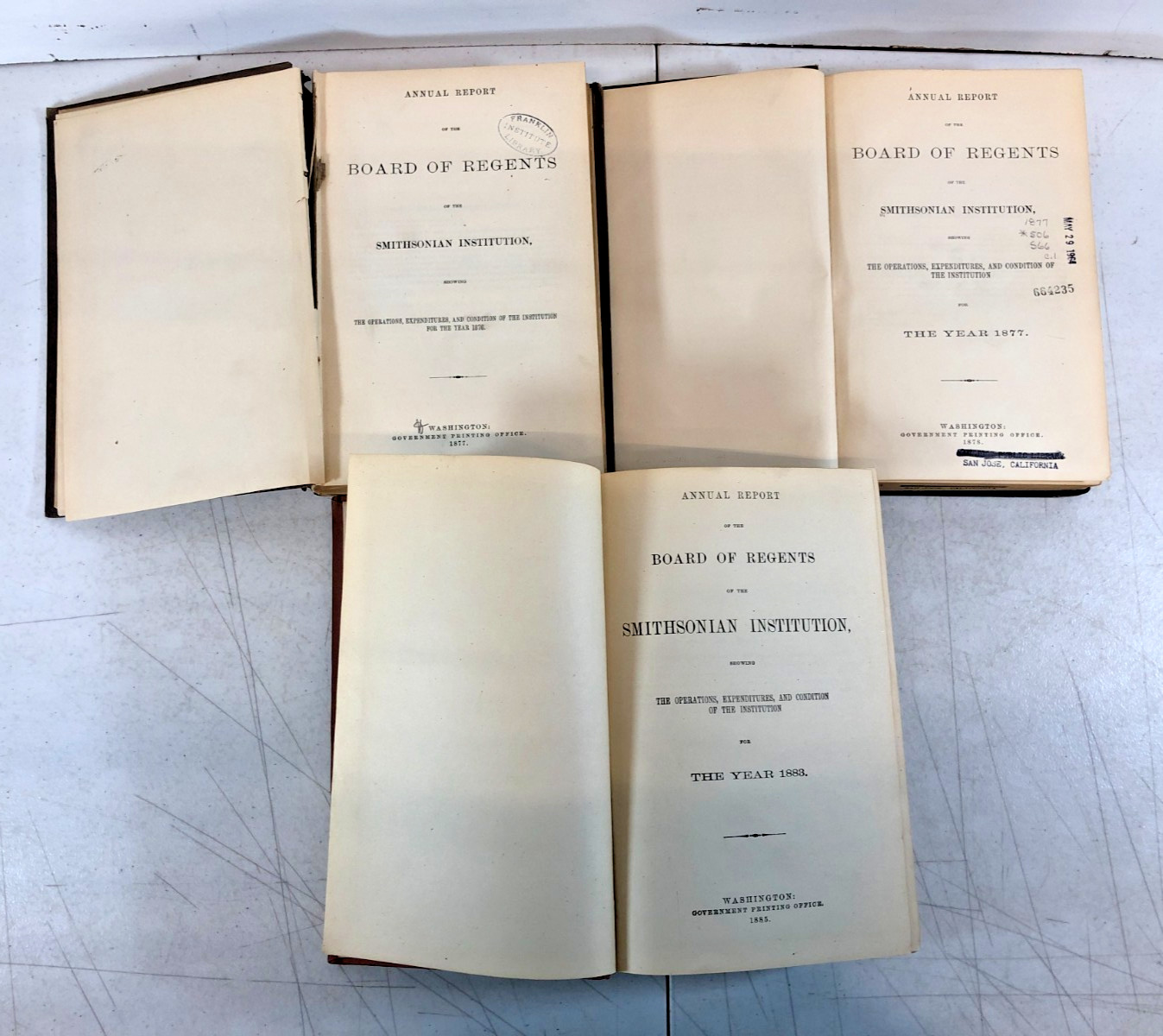 Annual Report Of The Smithsonian Institution, 13 v., Ex-library,1868-1899,ESet-6
