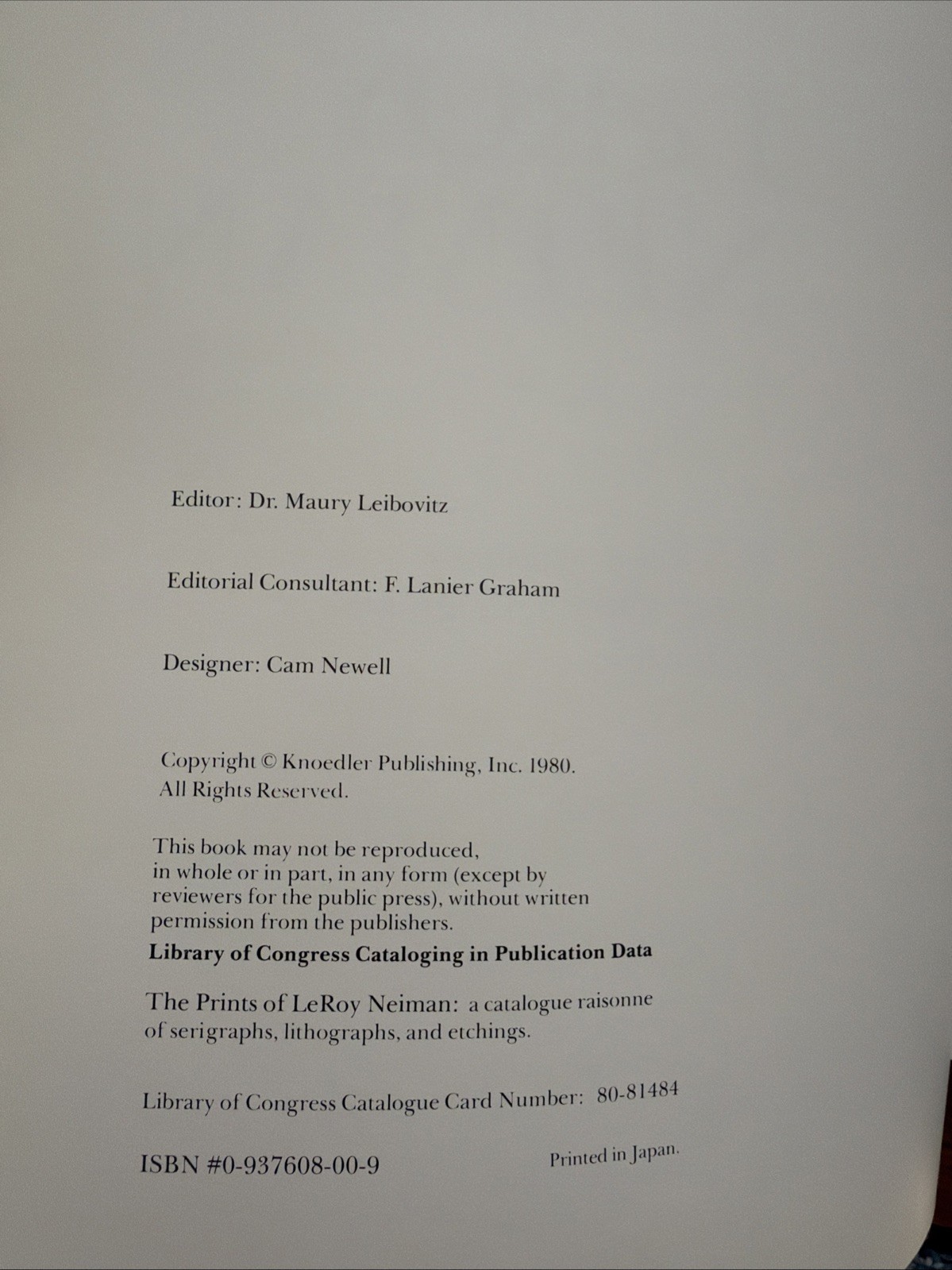The Prints of LeRoy Neiman: A Catalogue of Raisonné, 1980 HBDJ – SIGNED!