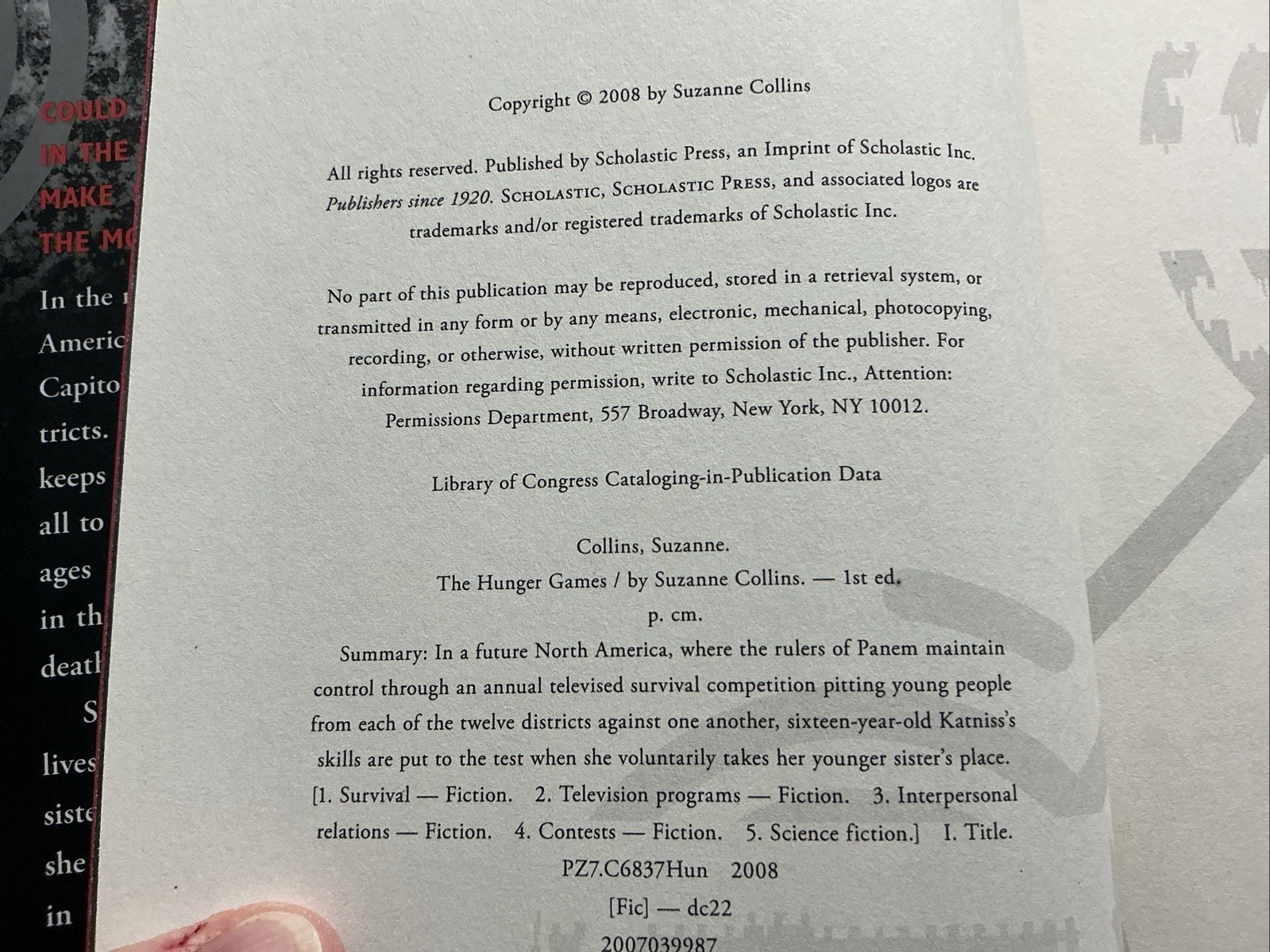 The Hunger Games – Suzanne Collins (1st edition) Scholastic, 2008