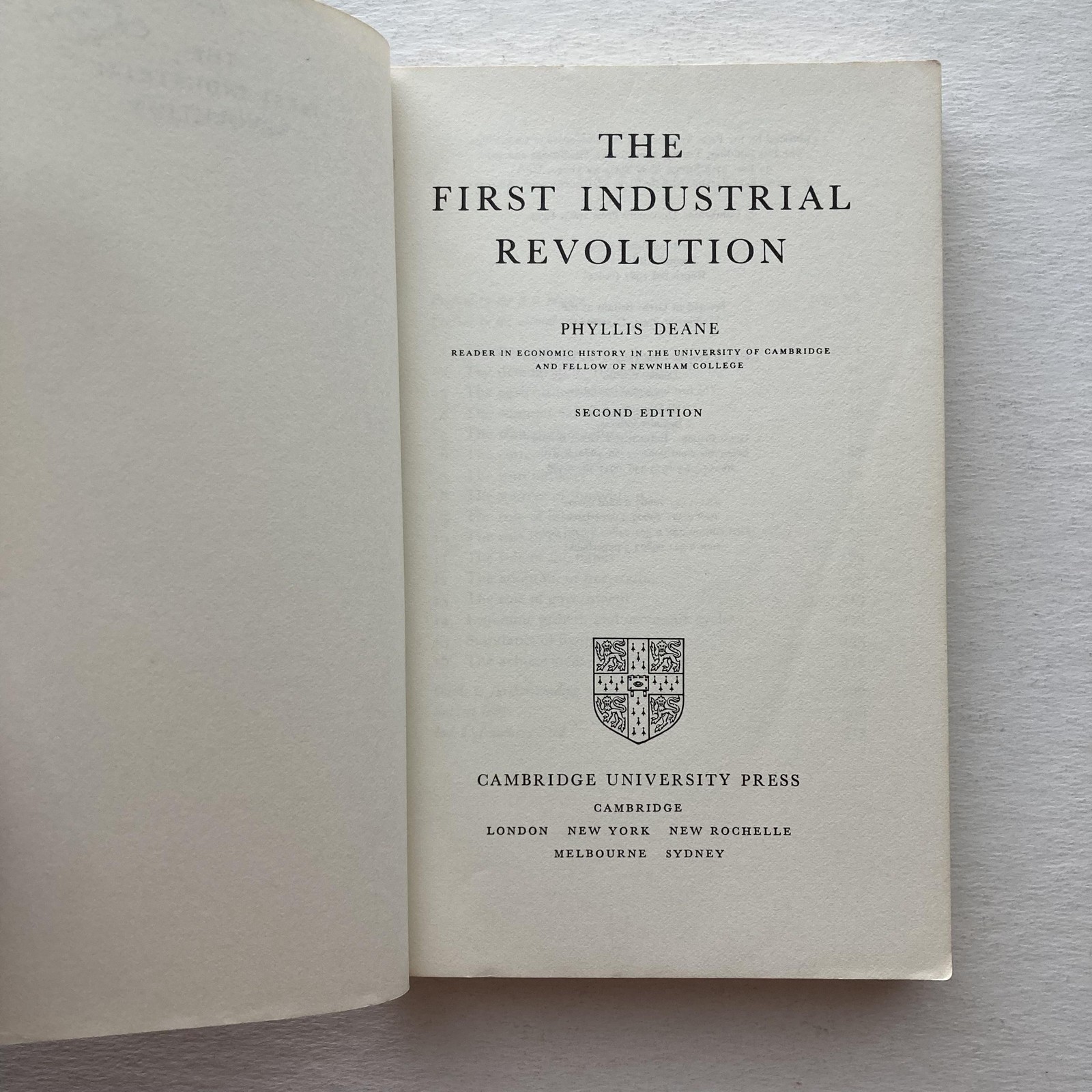 Vintage The First Industrial Revolution Phyllis Deane 2nd Ed Softcover Cambridge
