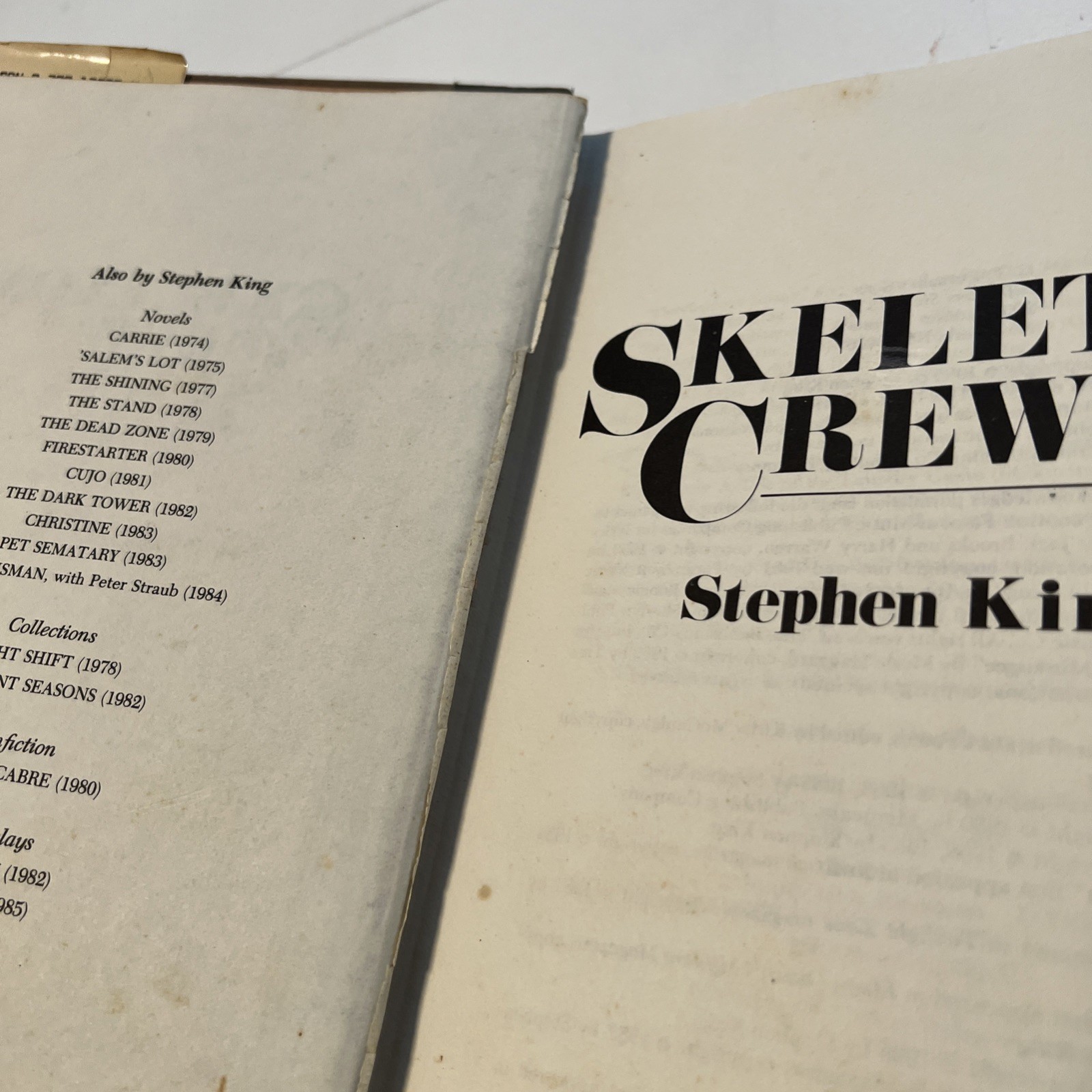 Skeleton Crew Stephen King First Edition HCDJ 1985 Putnam
