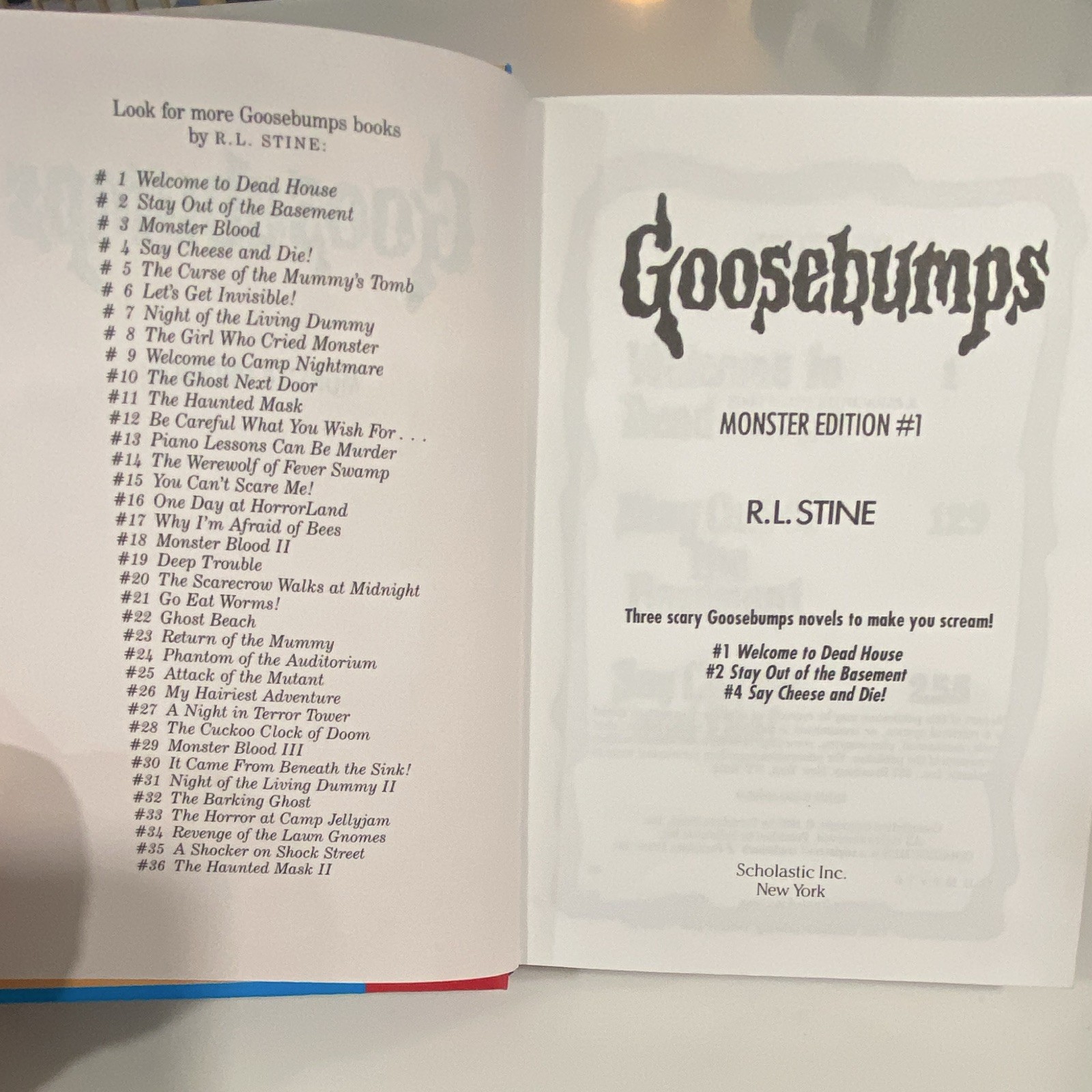 Signed R.L. Stine Goosebumps Monster Edition 1 (1995) – Signature on Front Cover