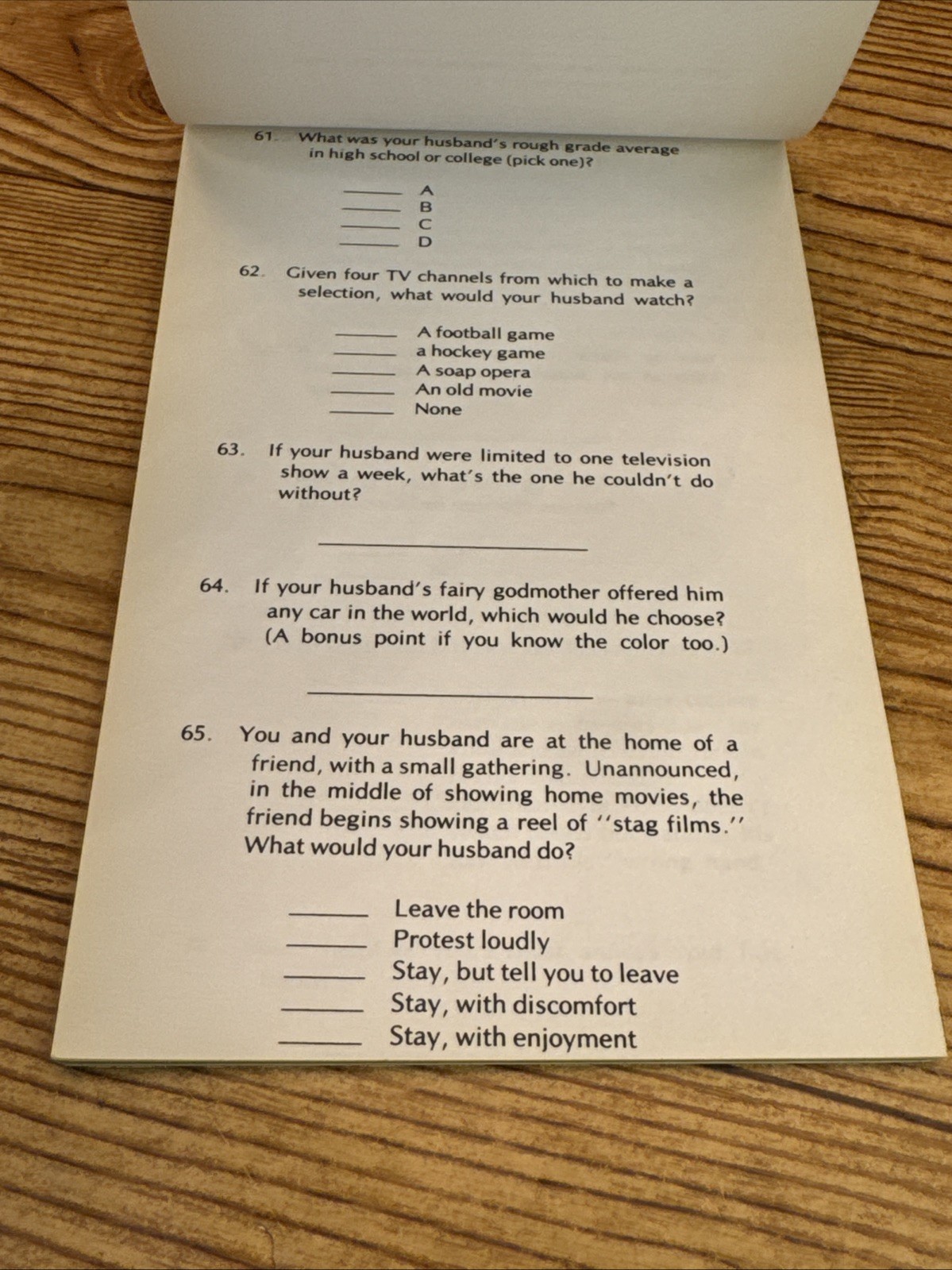 Vintage 1979 Do You Know Your Husband By Dan Carlinsky Workbook