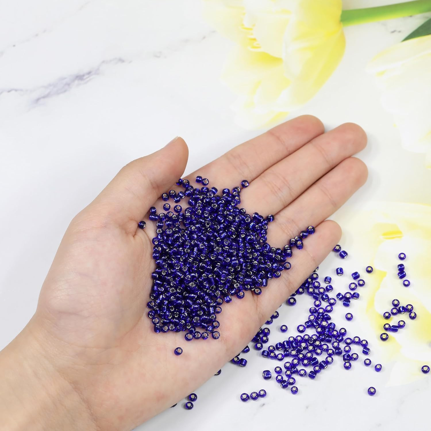 Royal Blue Sliver Lined Color Size 3Mm Seed Beads about 3600Pcs/100Grams in Bag,