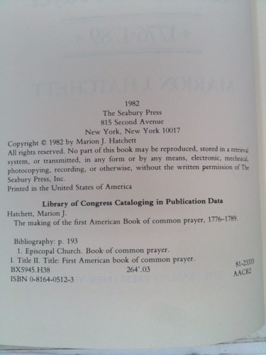 The making of the first American Book of common prayer, 1776-1789