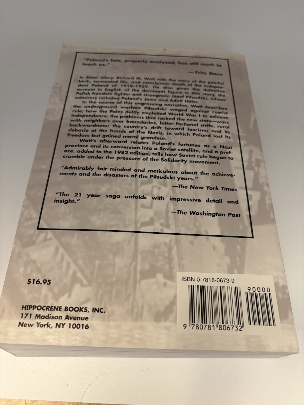 Bitter Glory: Poland & Its Fate 1918-1939 By Richard M. Watt
