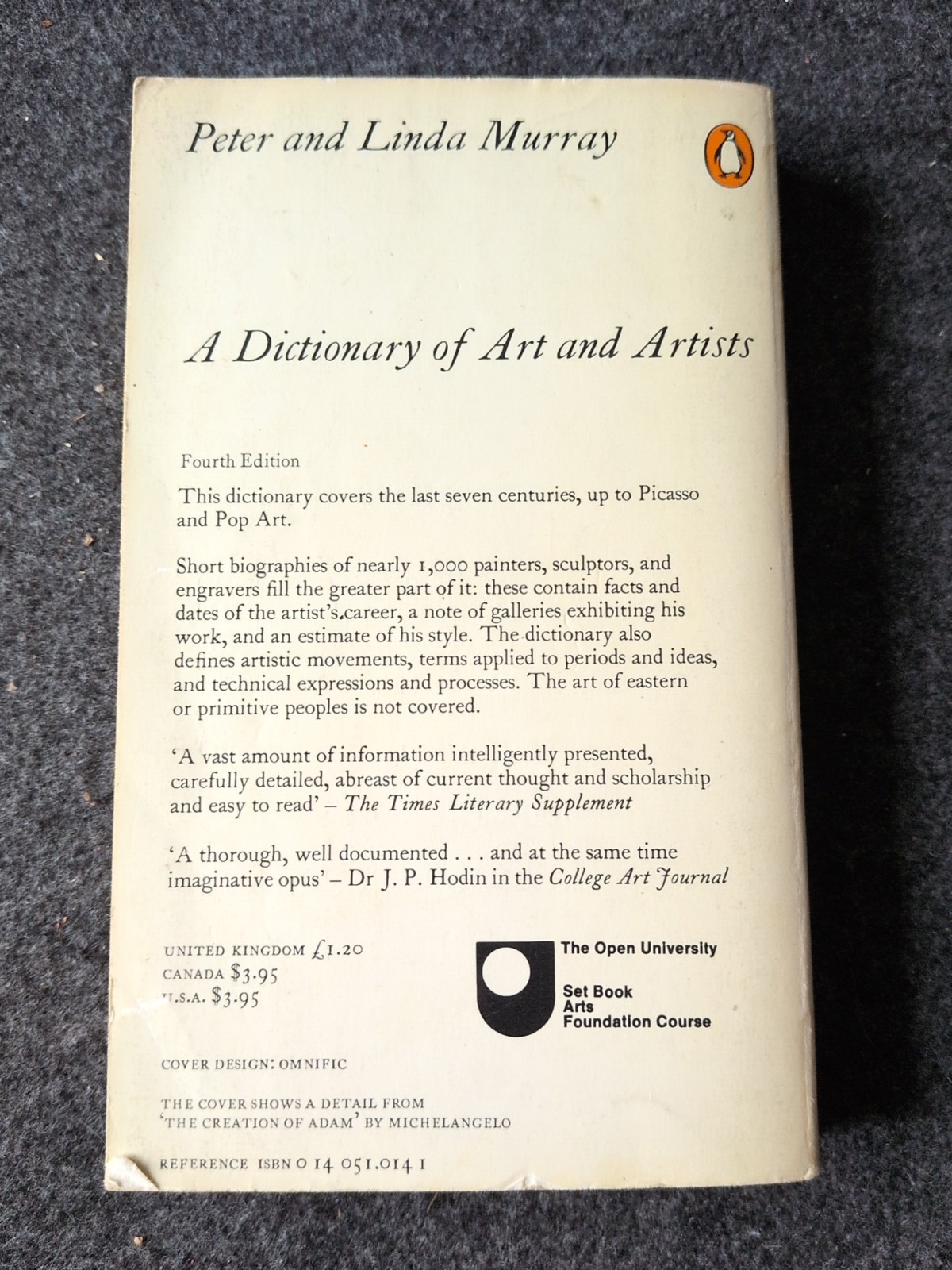 A Dictionary of Art & Artists Peter & Linda Murray 1975 Paperback (N)