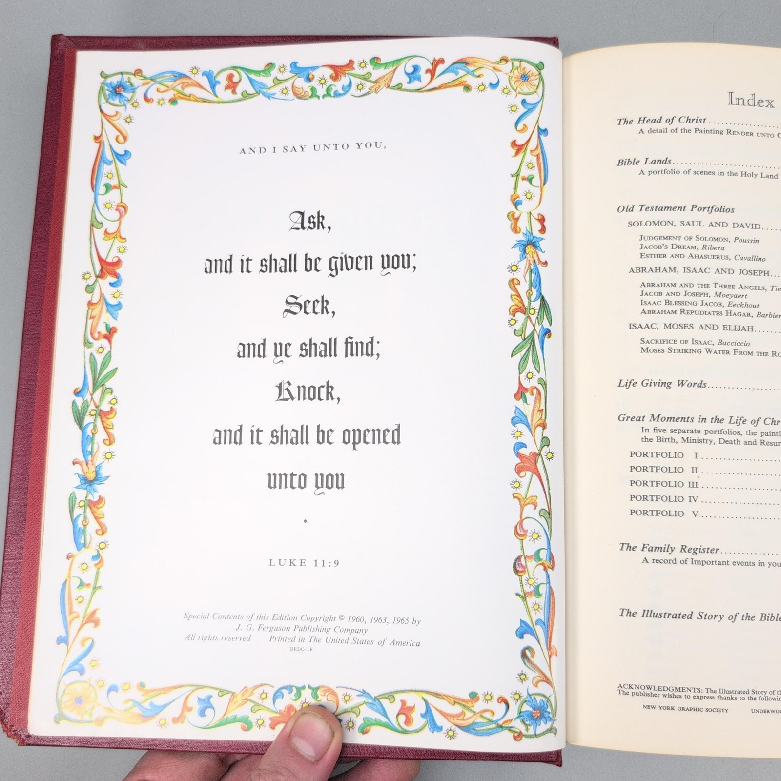 Vintage Holy Bible King James Guiding Light Ferguson HC Burgundy Illustrated USA