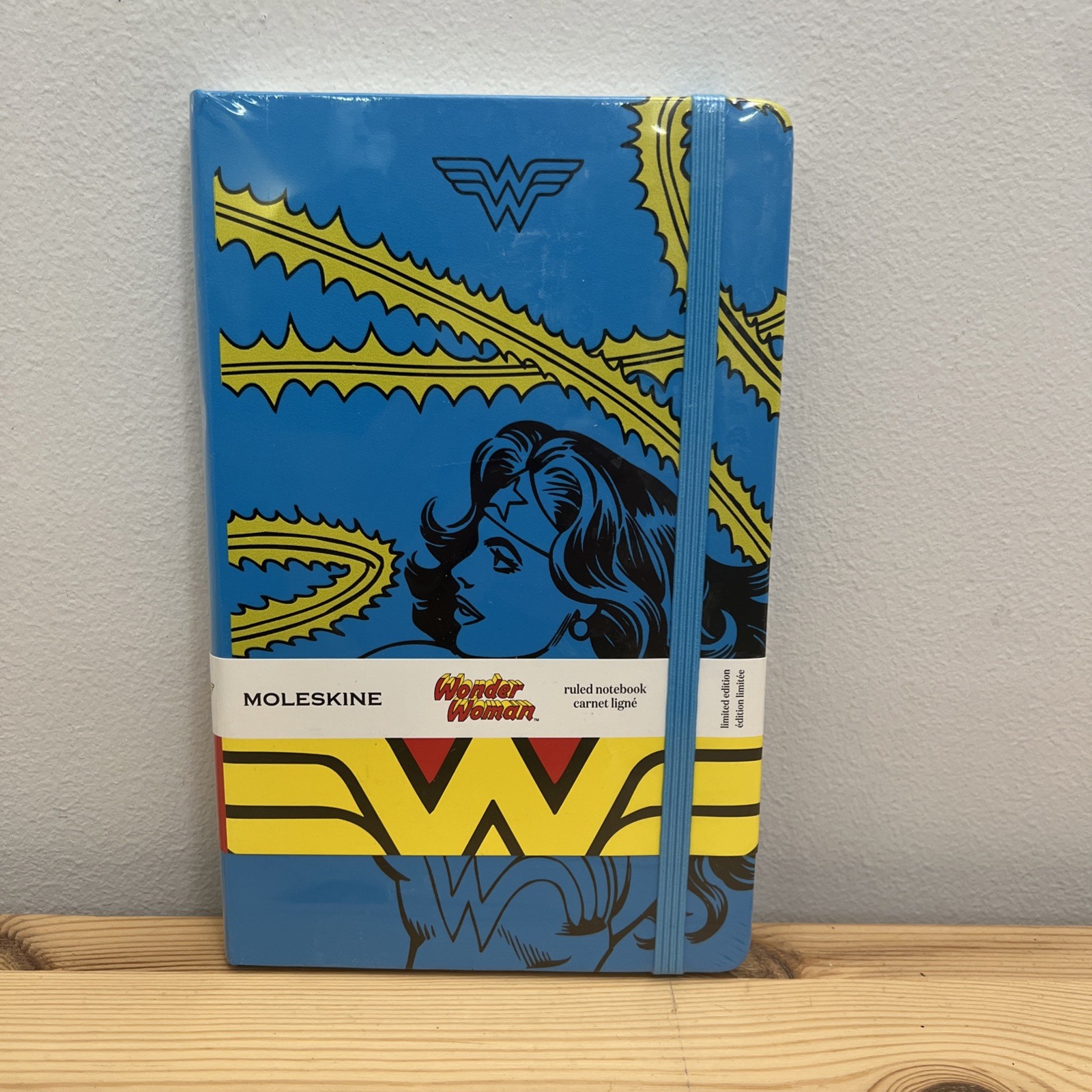 Moleskine Limited Edition Ruled Notebook Wonder Woman, Blue Hard Cover STICKERS