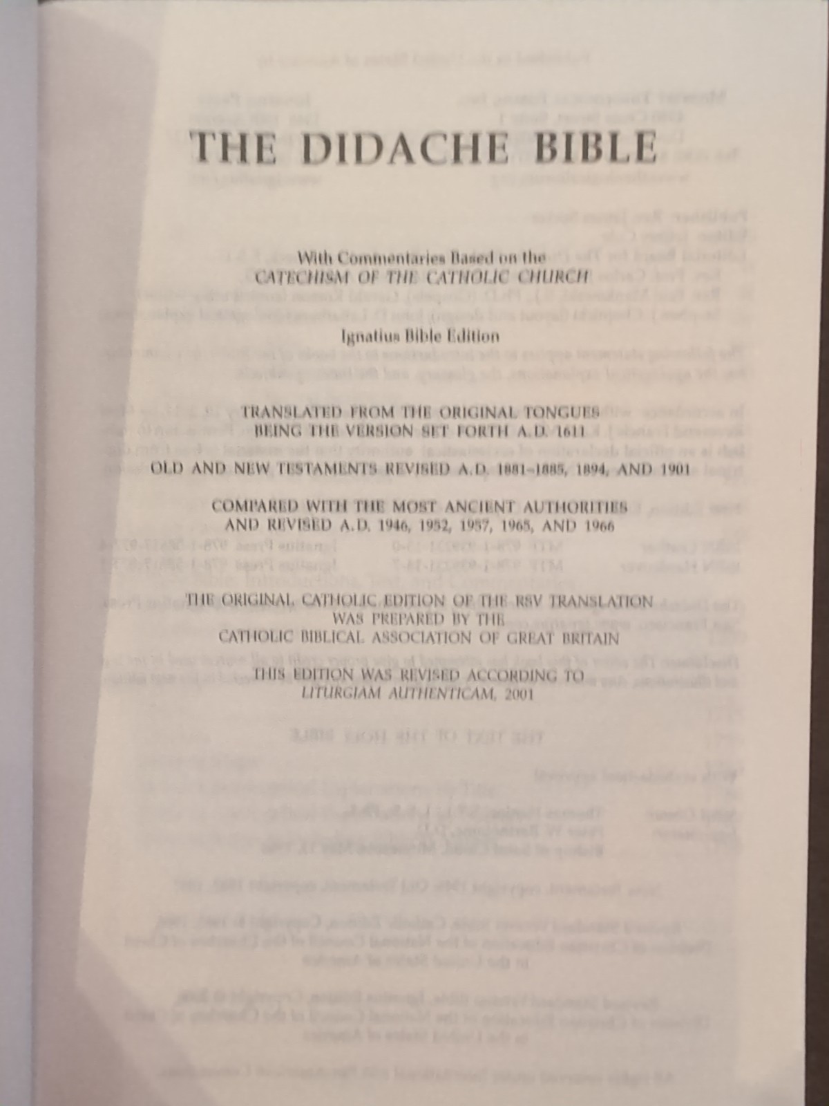 Didache Bible with Commentaries Based On the Catechism of the Catholic Church