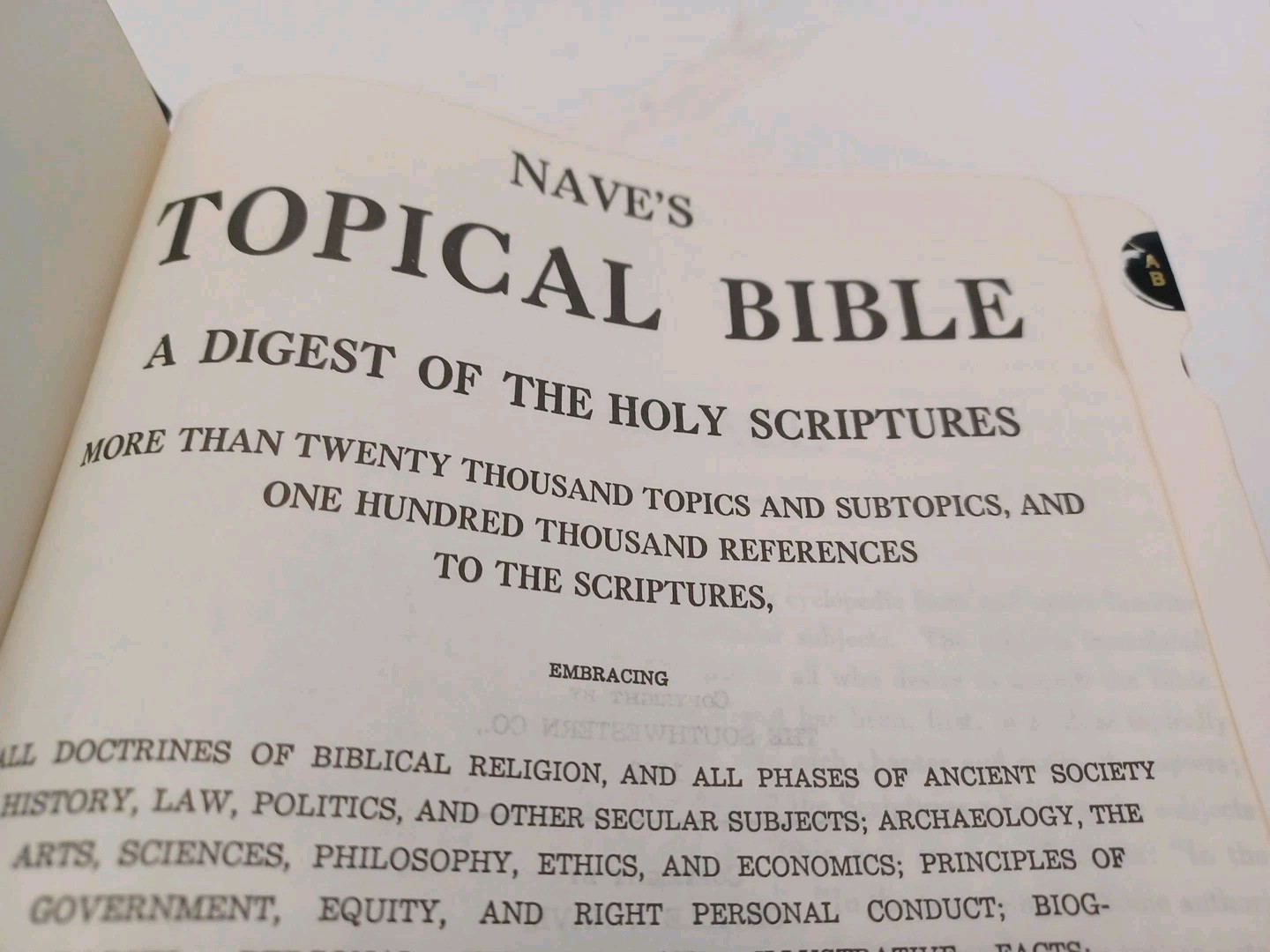 Nave’s Topical Bible Digest Black Leather Bound Thumb Indexed 1962 Southwestern