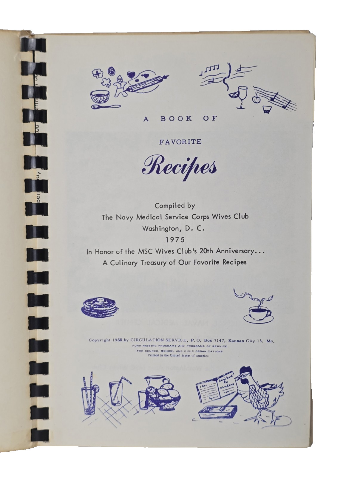 1975 Navy Medical Service Coprs Wives Club Cookbook Washington DC 62 Pages