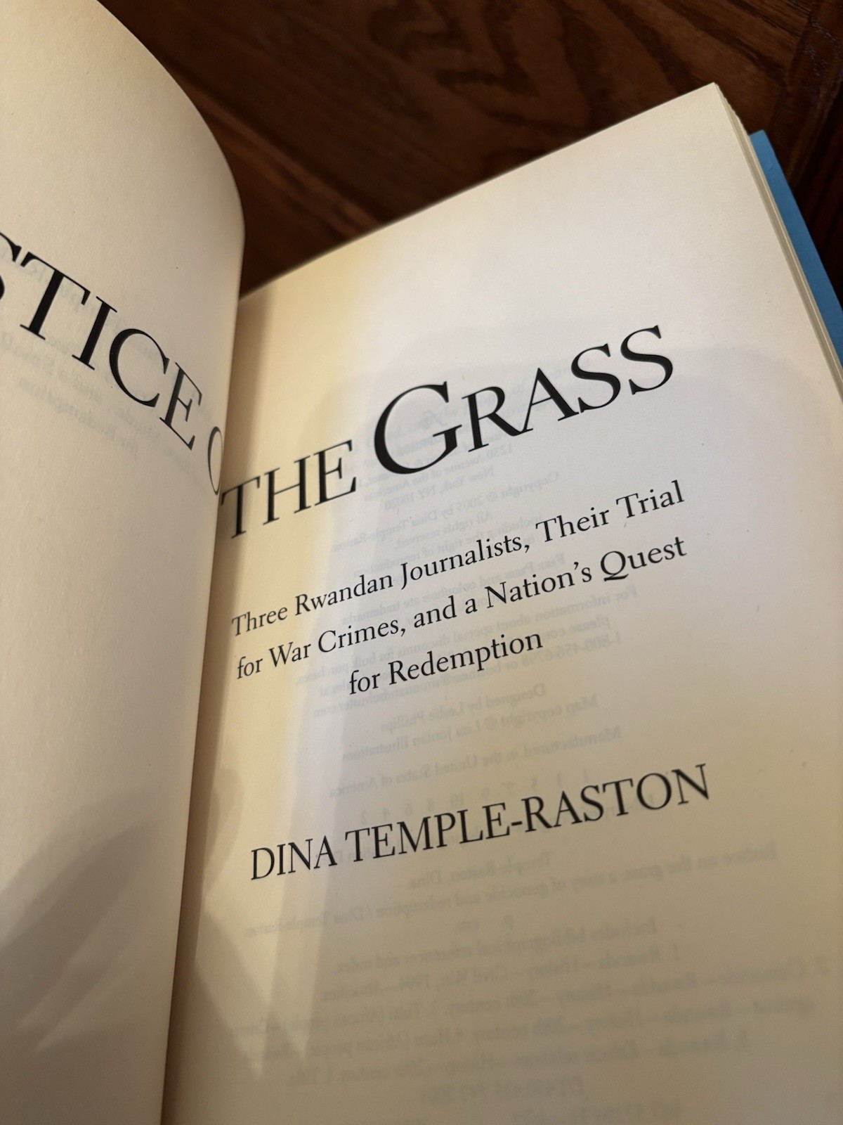 Justice on the Grass. Dina Raston 1st HC Ptg Free Press 2005 Fine Unread