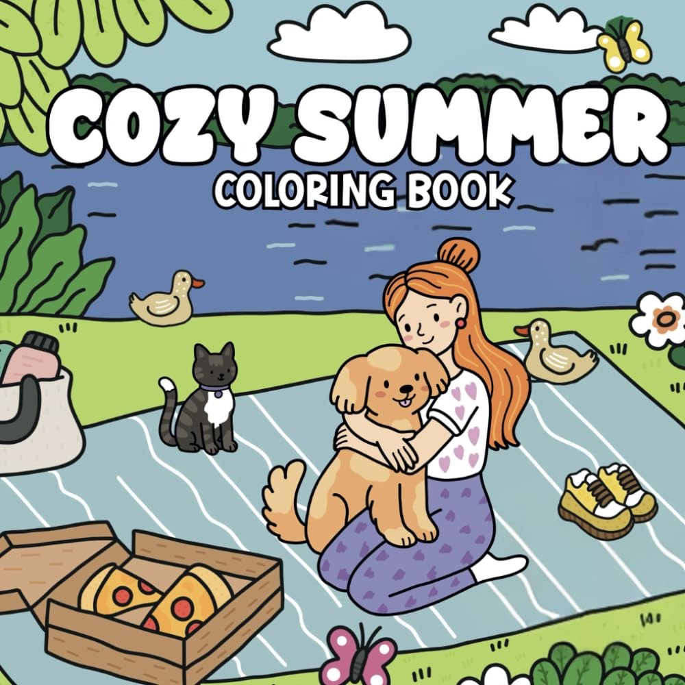 Cozy Summer Coloring Book Bold and Easy Girly Designs for Adults and Kids