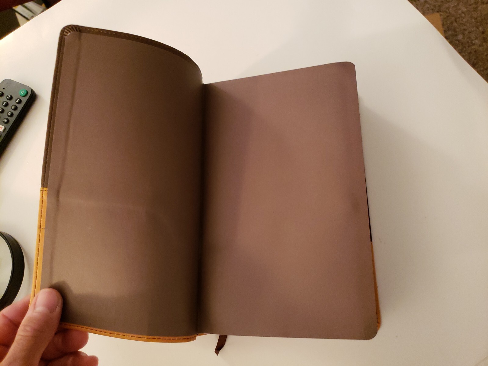 NIV Holy Bible Large Print Chocolate / Amber Duo Tone Brown Leather Cover Church