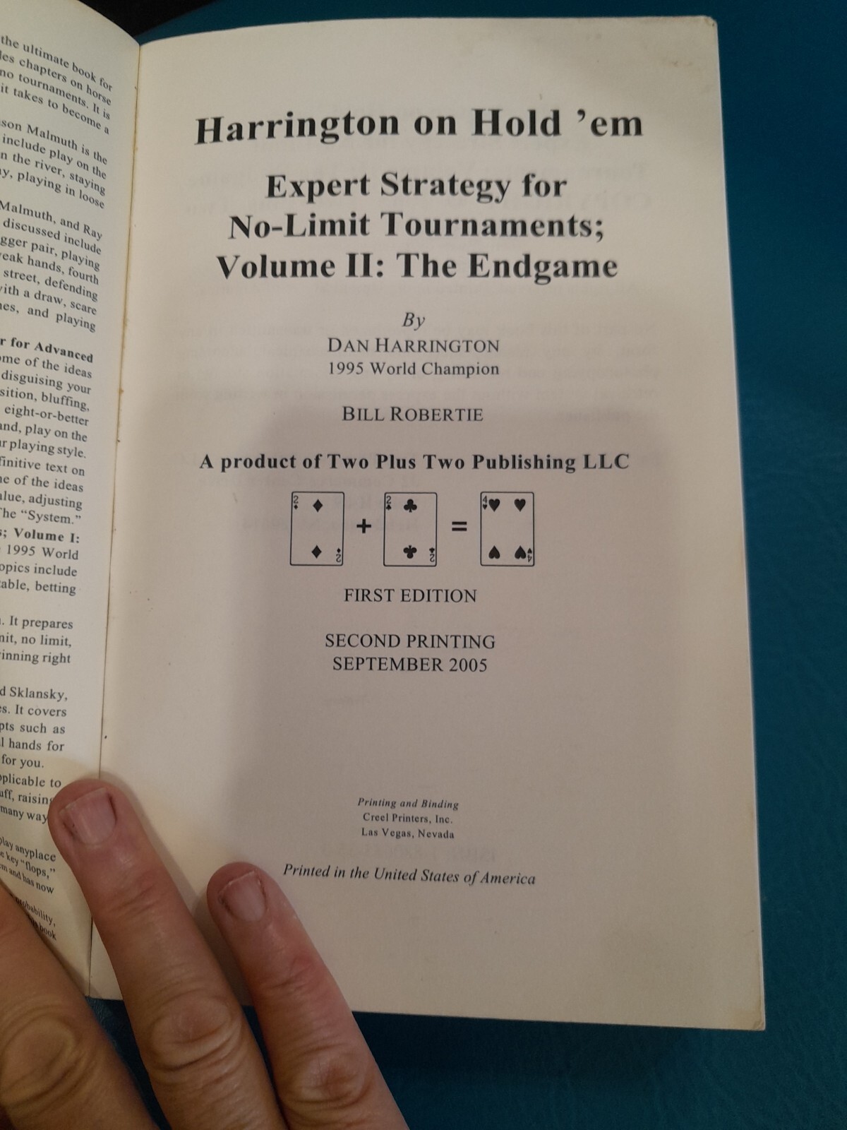 Harrington On Hold Em Volume 2 The End Game By Dan Harrington And Bill Robertie