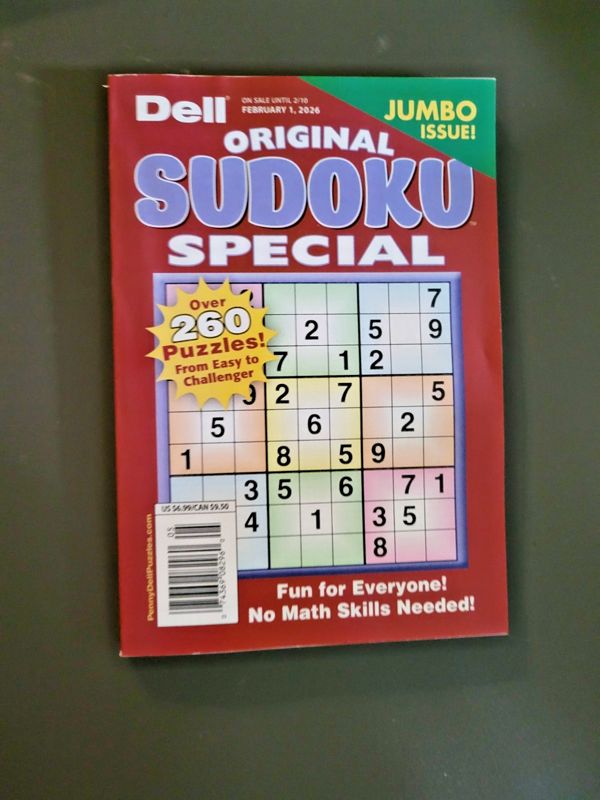 Lot of 3 SUDOKU Puzzle Books by Dell -Top Choice-Totally-Original – 450+ Puzzles
