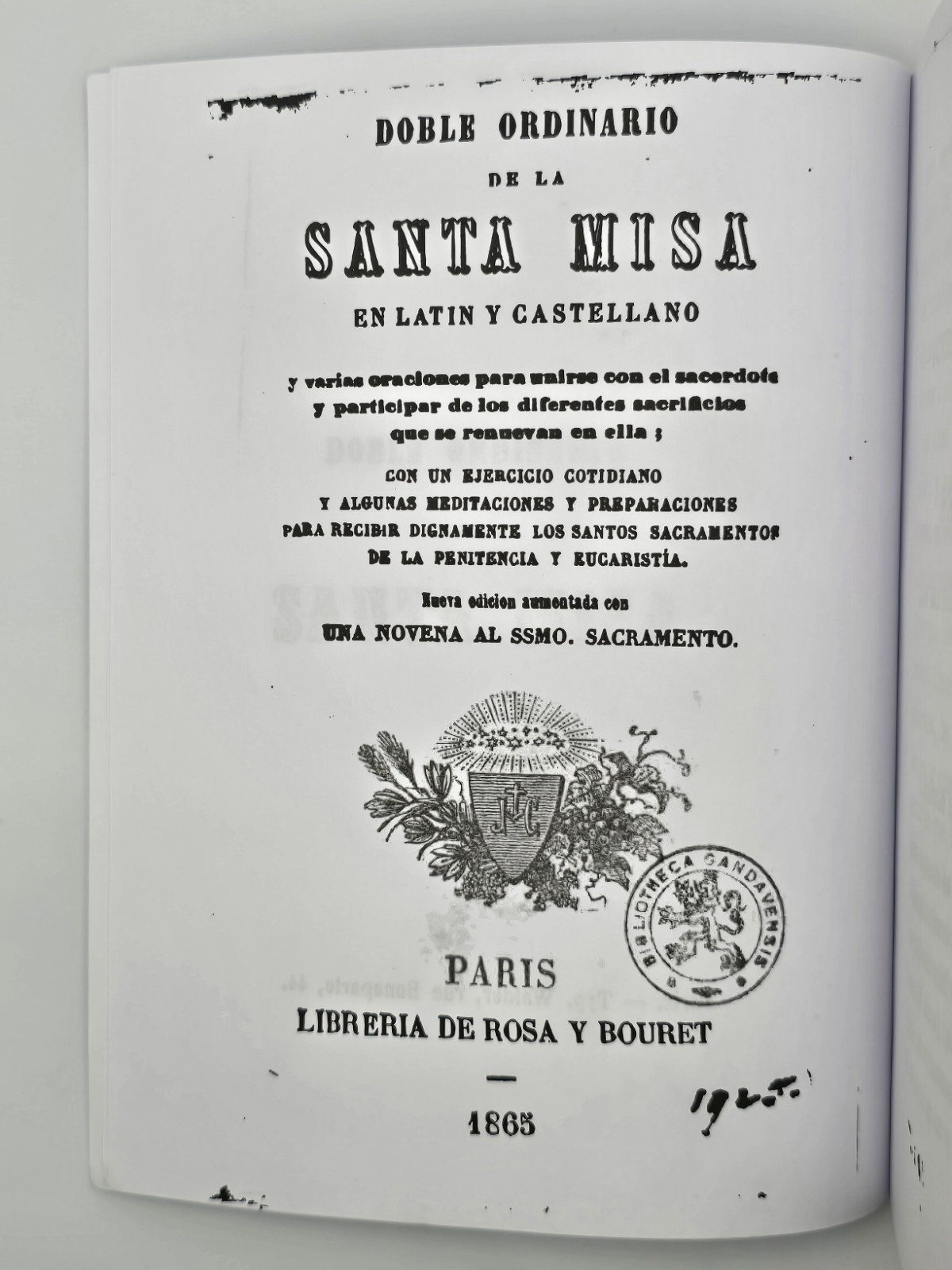 Doble Ordinario De La Santa Misa En Latin Y Castellano By Anonymous