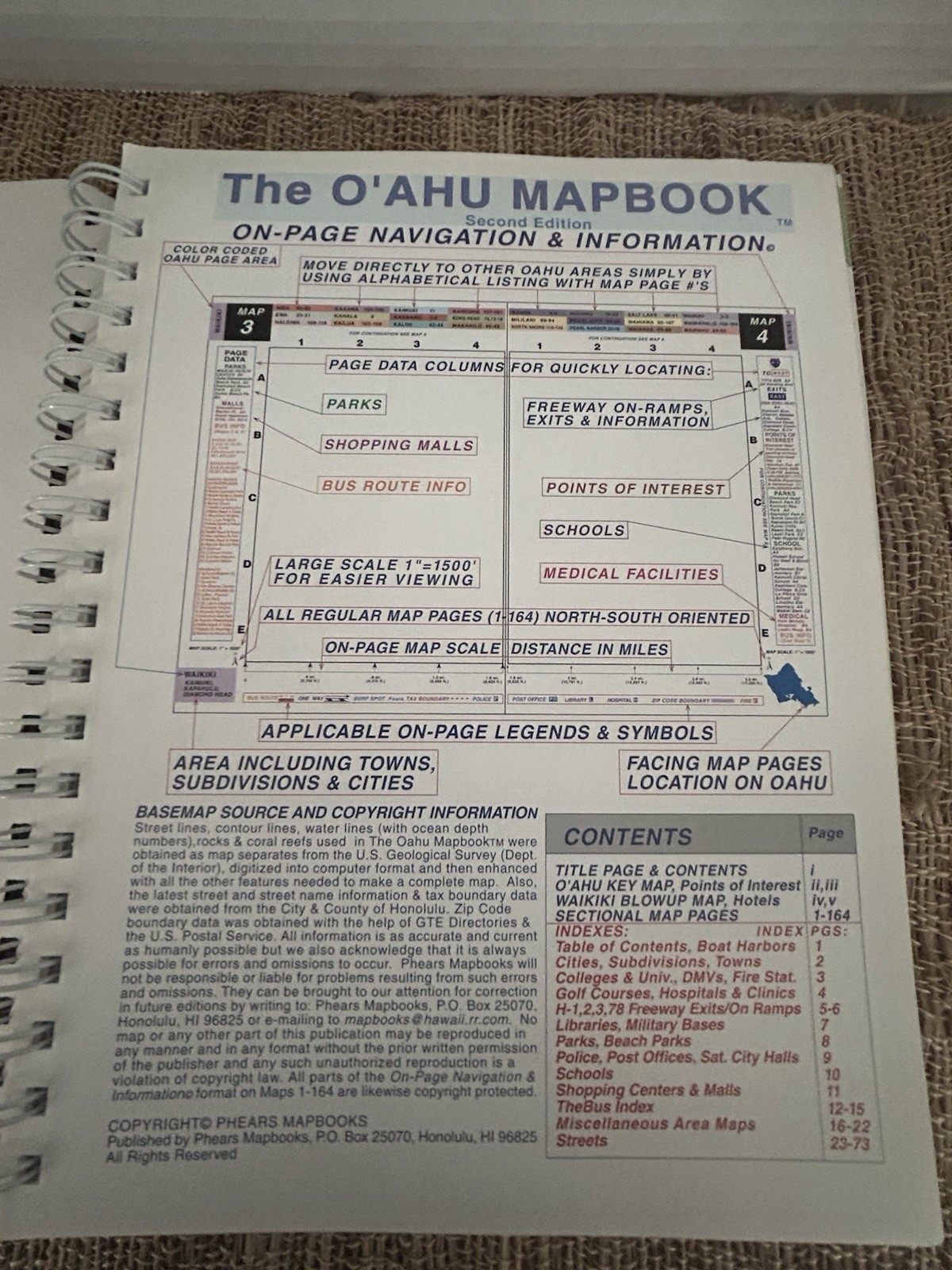 THE OAHU MAP BOOK 2001 EDITION EXCELLENT CONDITION! 164 PAGES. Phears Mapbooks.