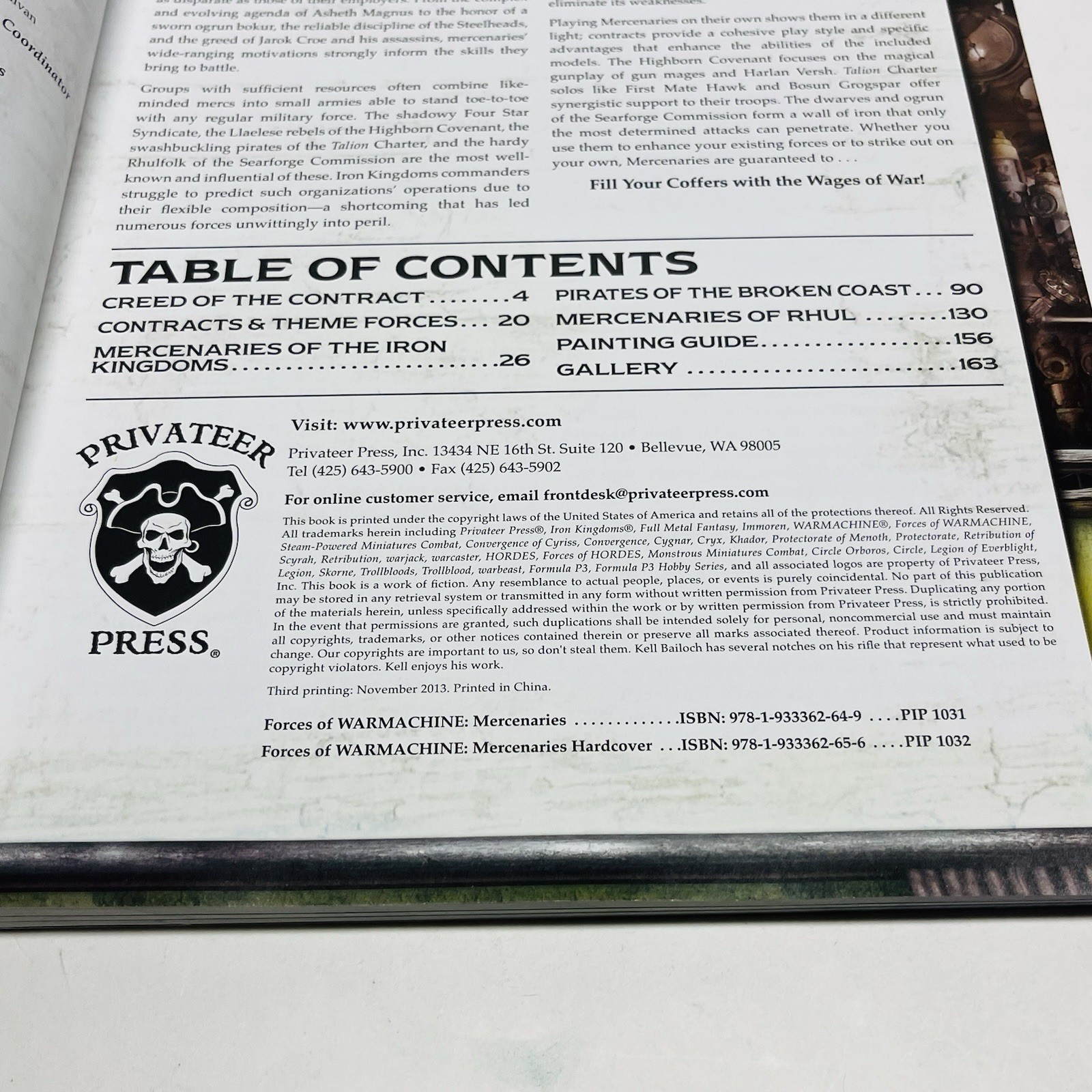 Privateer Press Forces Of Warmachine Mercenaries 1st Printing 2013 Paperback