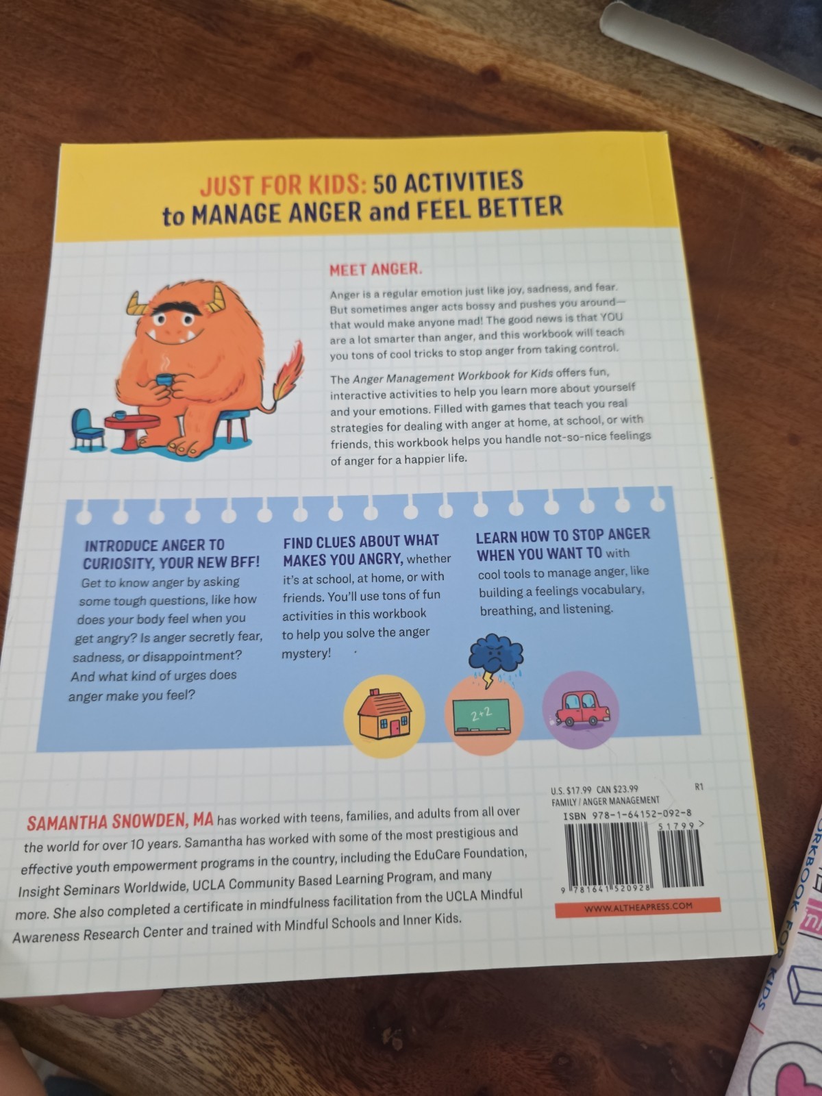 Anger Management Workbook for Kids by Samantha Snowden, Paperback, Psychology