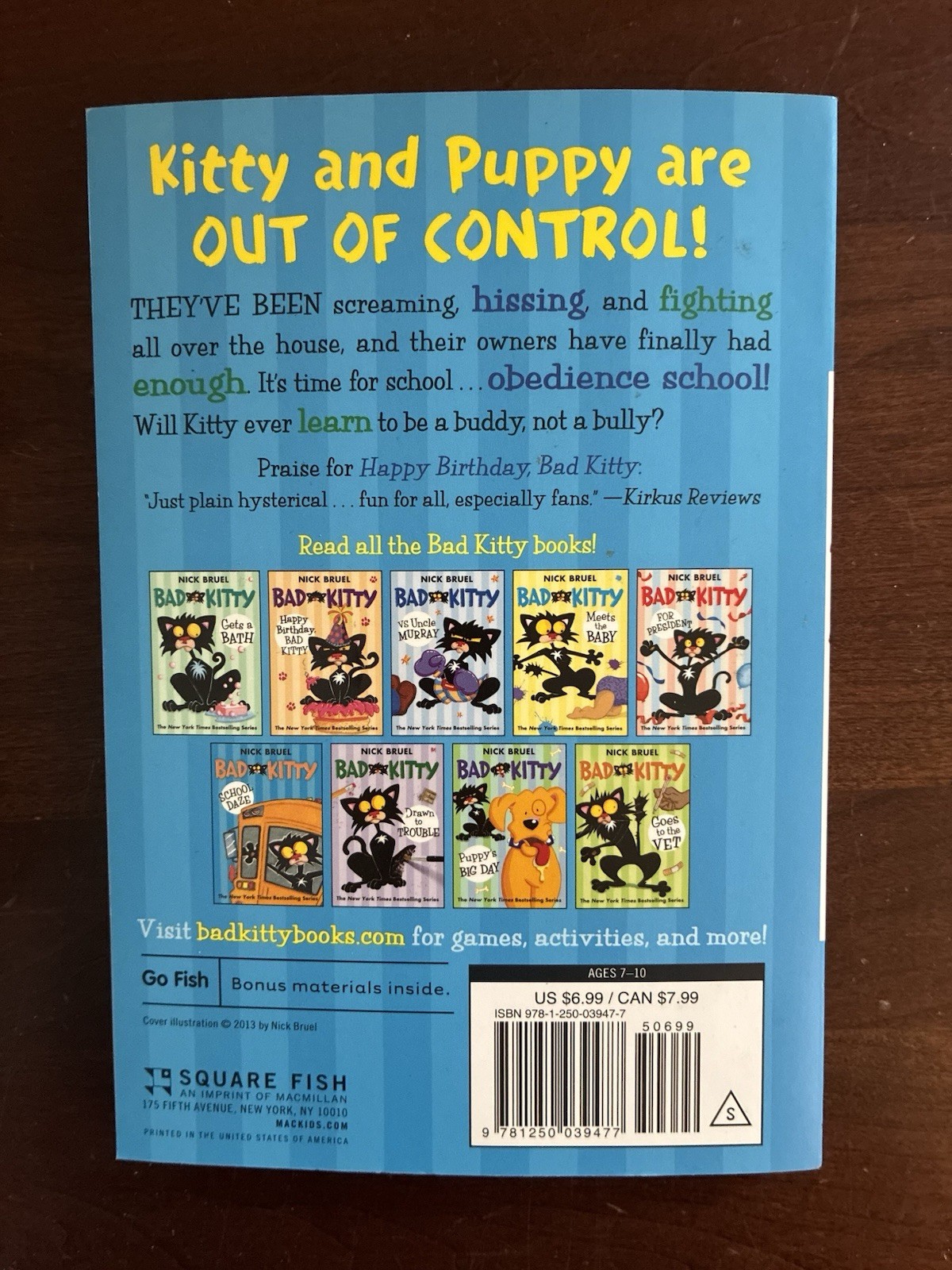 Bad Kitty School Daze by Nick Bruel 2014 Square Fish Roaring Brook Press Book