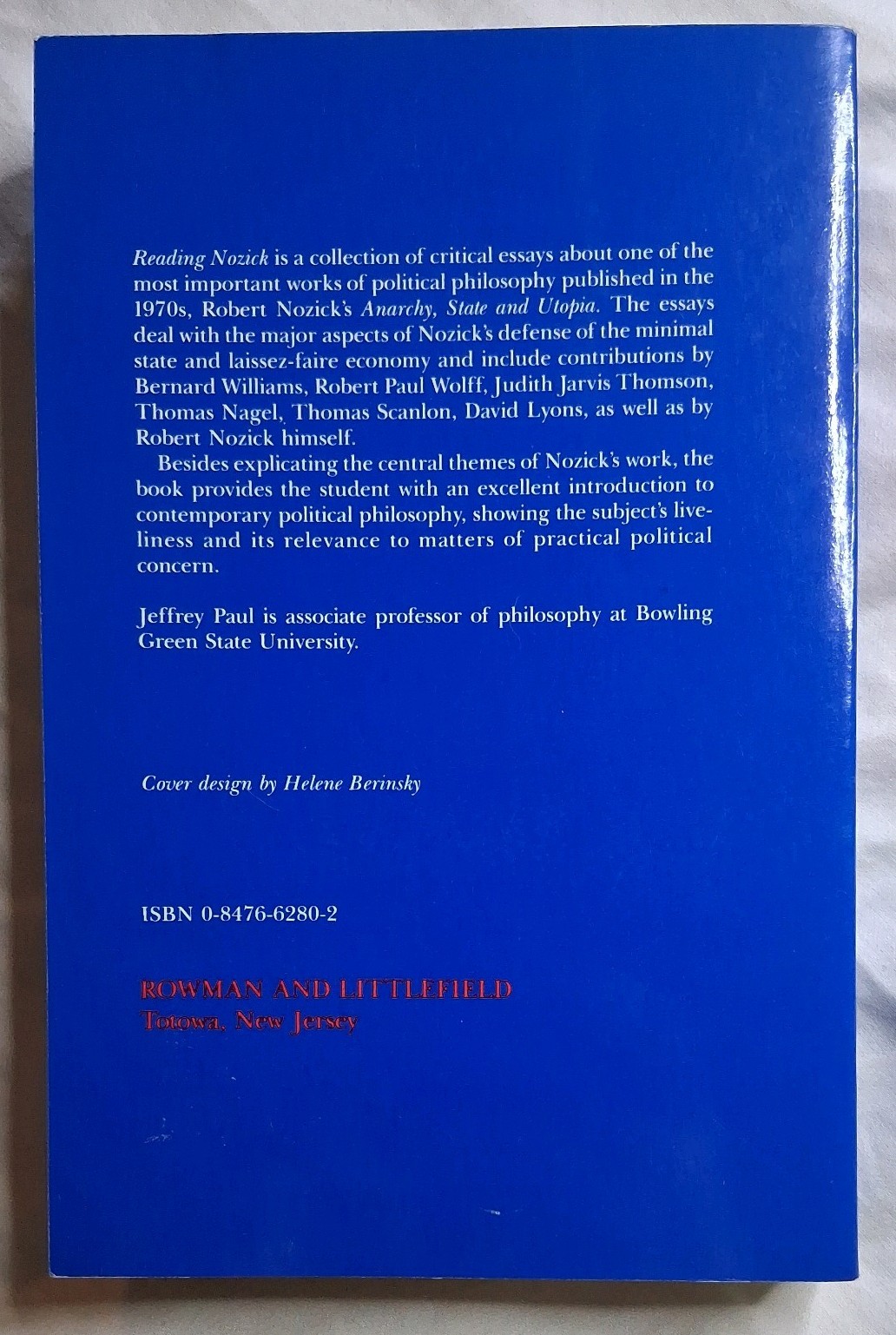Reading Nozick: Essays on Anarchy, State & Utopia Jeffrey Paul Paperback 1981