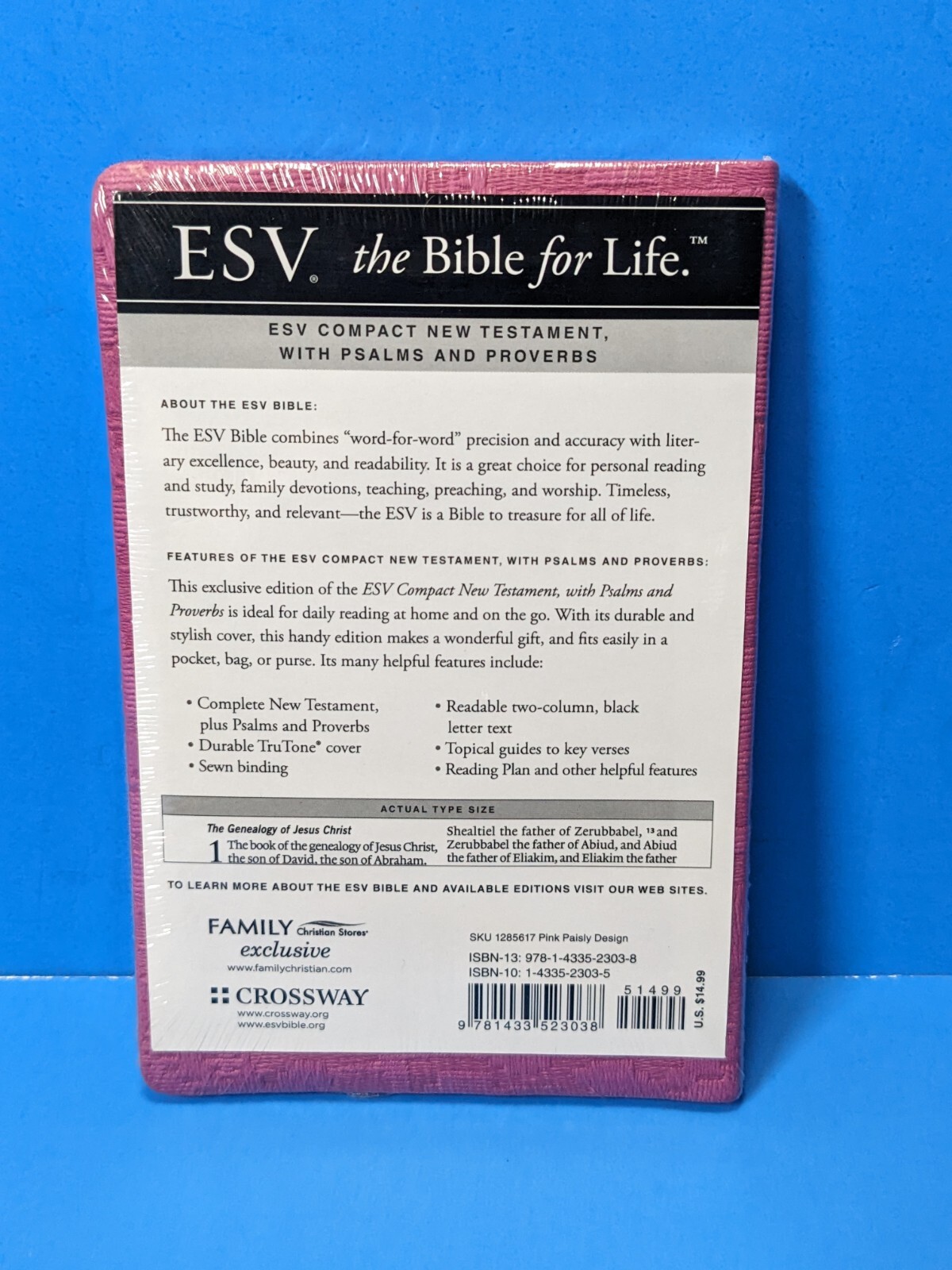 ESV Compact New Testament with Psalms and Proverbs – Flexibound – NIP Pink New