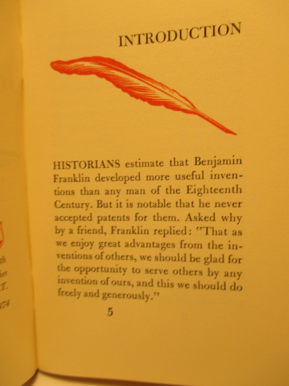 fine press book B FRANKLIN INVENTOR by A R TOMMY TOMMASINI # 27 / 1974 #487/700