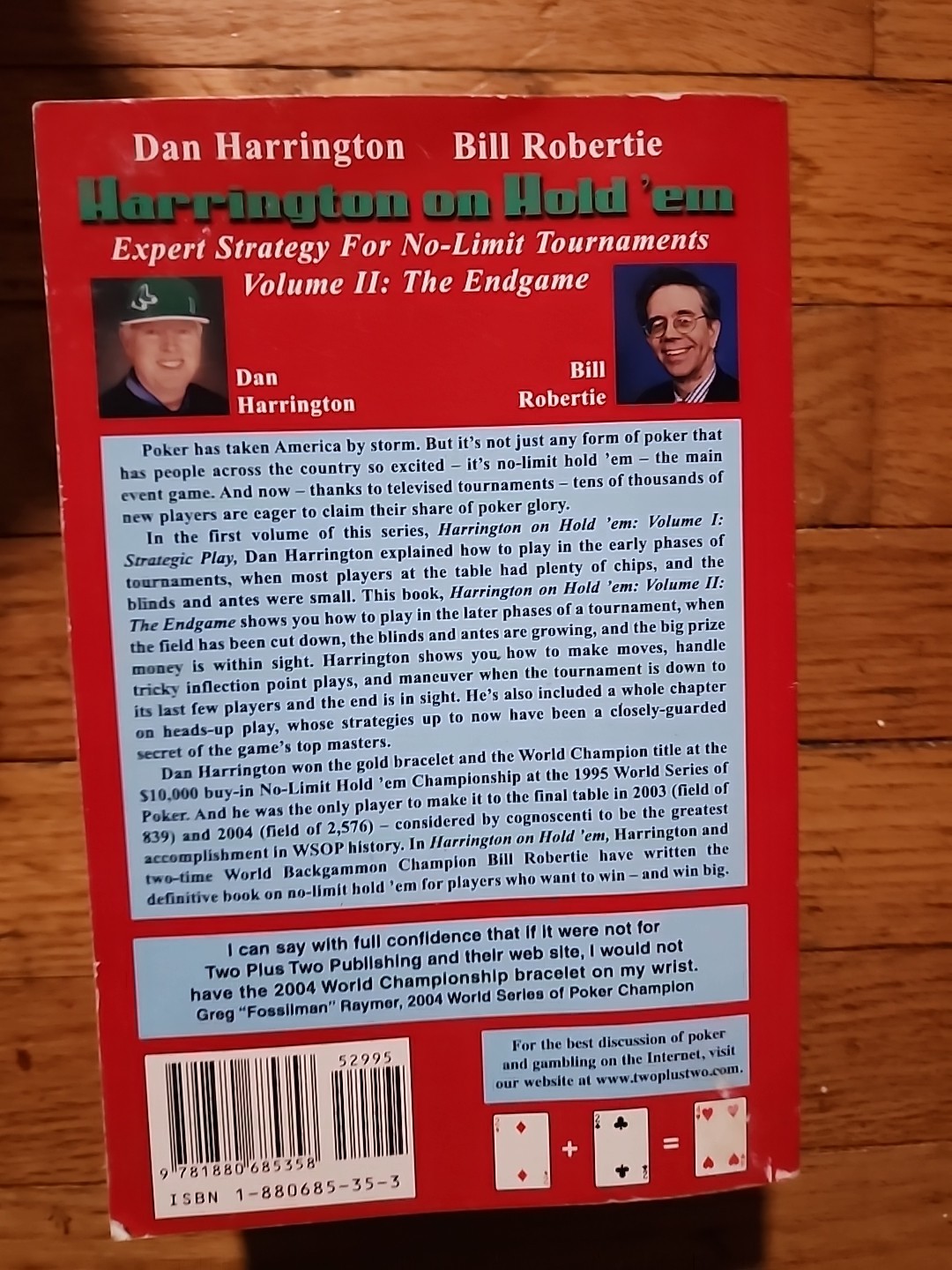 Dan Harrington On Hold Em Poker Volume 1 & 2 Paperback The End Game VG