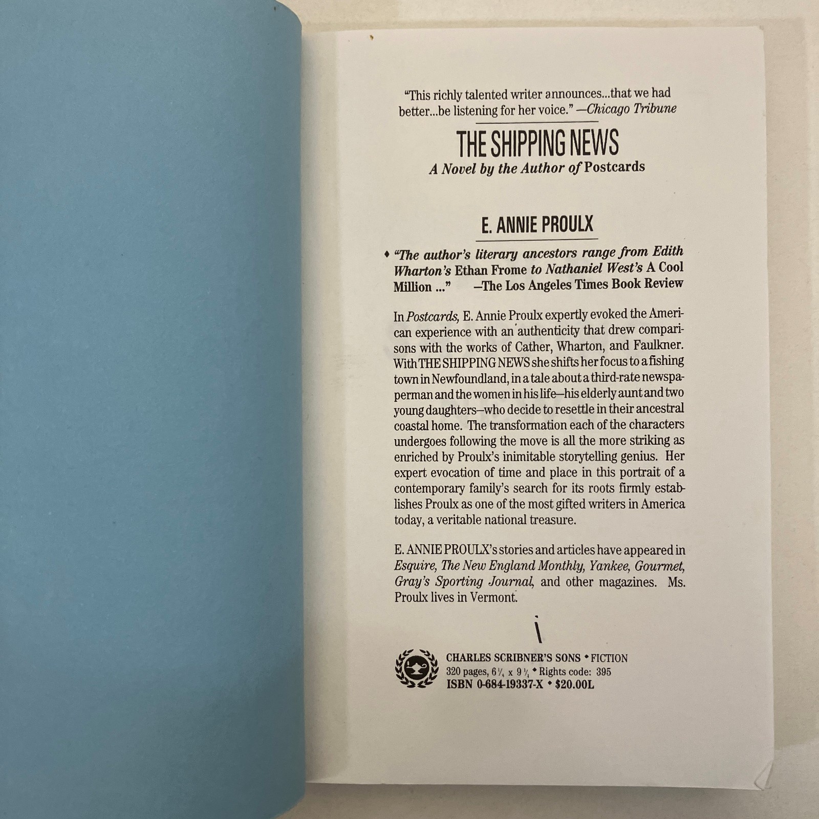 The Shipping News E Annie Proulx Uncorrected Advance Proof 1993 TPB Scribner’s