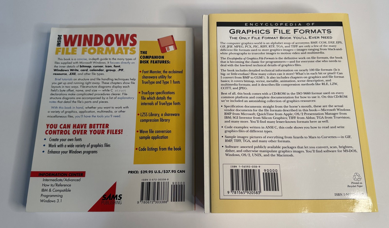 File Formats Computer Books PB Lot of 2 Very Good Graphics Window