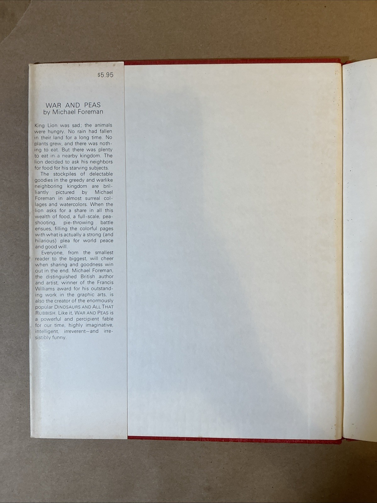 1974 1st Edition Of “War And Peas” Michael Foreman INV-AD45G