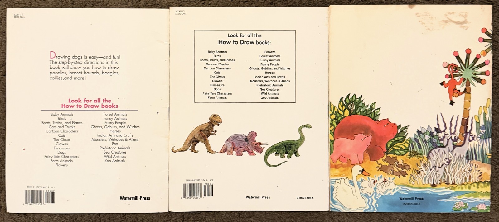 12 Vtg Watermill Press How to Draw Books * Animals Dogs Dinosaurs Ghost Witches
