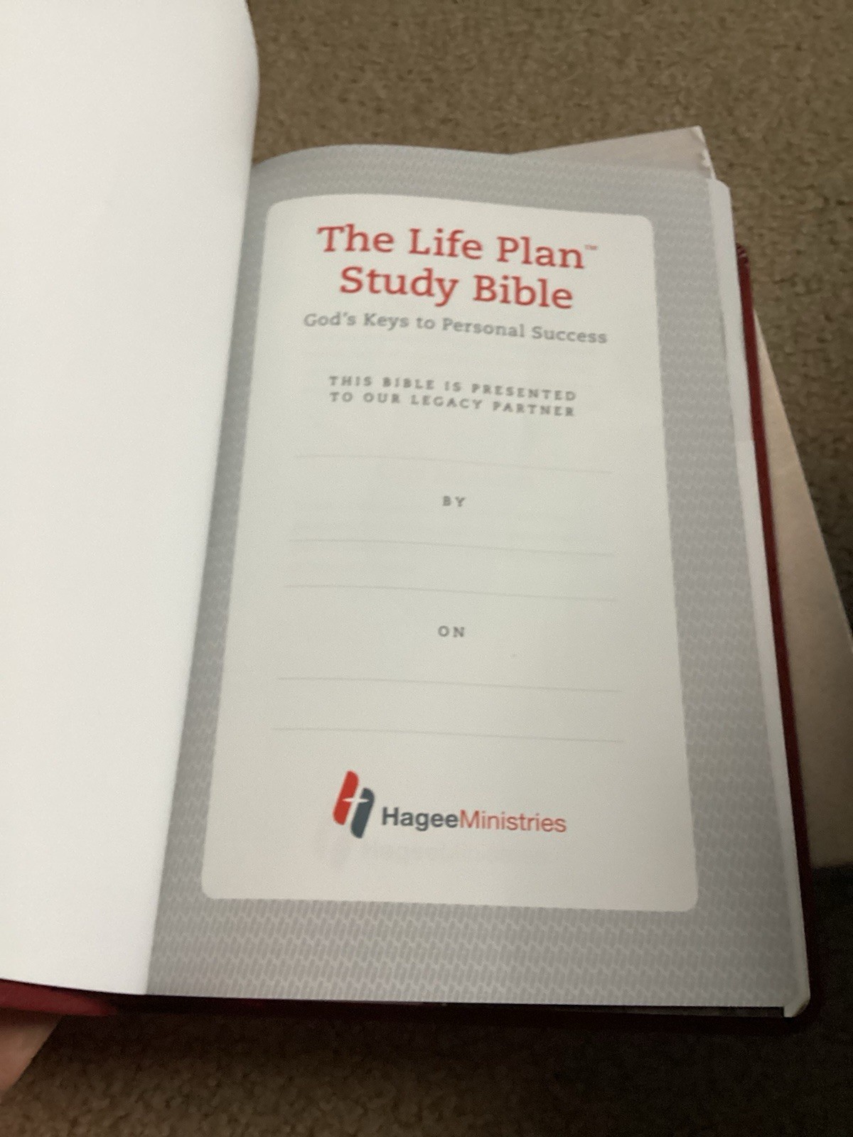 The Life Plan Study Bible NKJV Hagee Ministries Legacy Partner Red Faux Leather