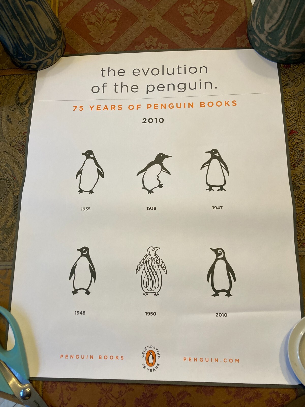 Penguin Books Poster (The Evolution of the Penguin: 75 Years) Rare 20×16