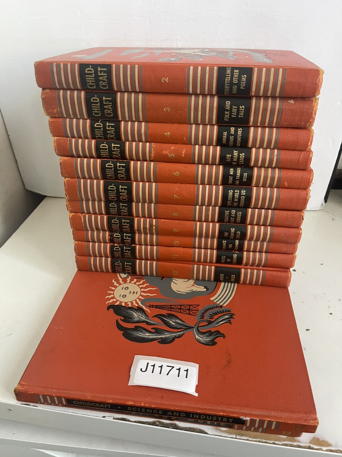 Vintage Childcraft 13 Book Lot Orange 1949 Vols 2- 14 Hardcover