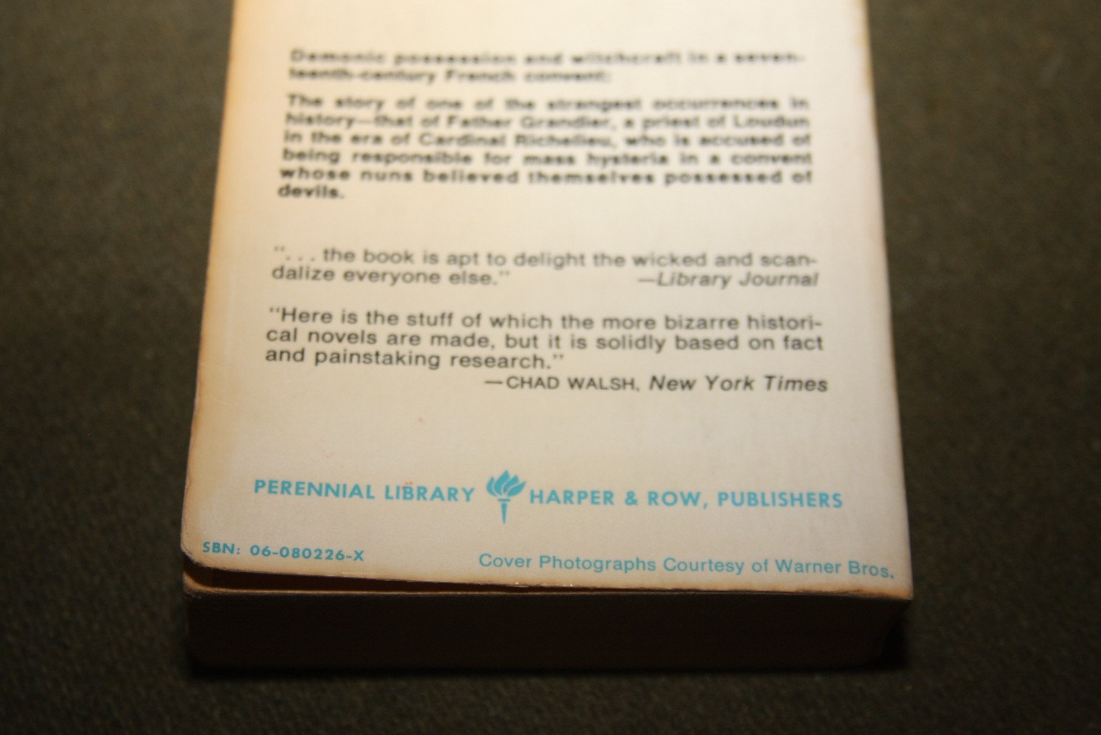 The Devils of Loudun by Aldous Huxley 1971 PB Perennial Movie Tie-In – Damaged