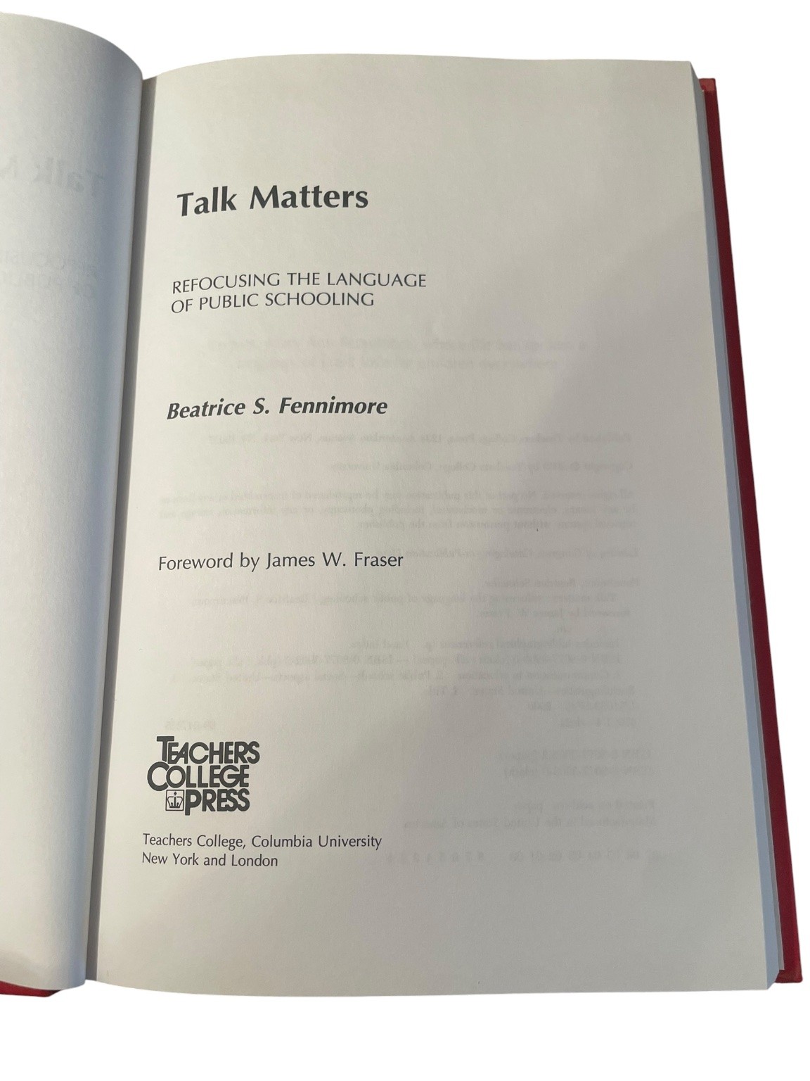 Talk Matters Fennimore 2000 First Printing Hardcover Education Sociolinguistics