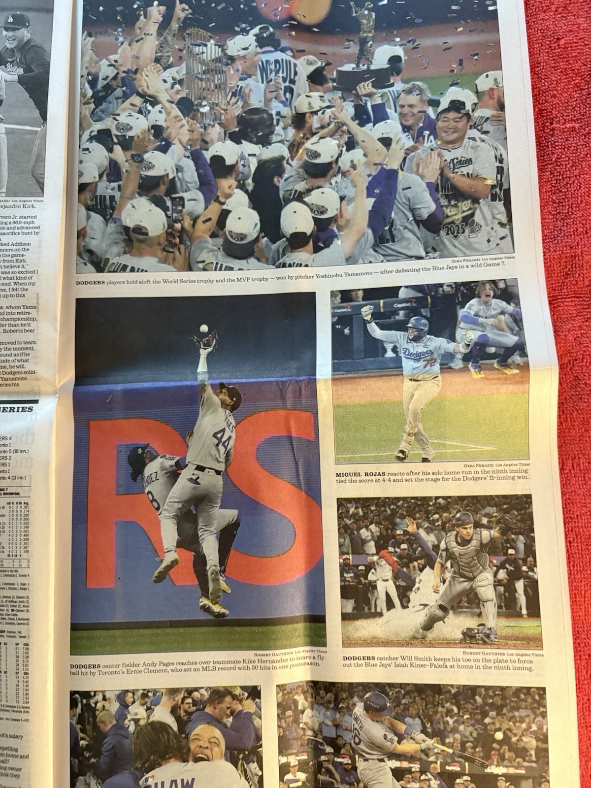LA TIMES FRONT SPORTS SECTION NOVEMBER 3 2025 DODGERS WORLD SERIES YAMAMOTO WEST