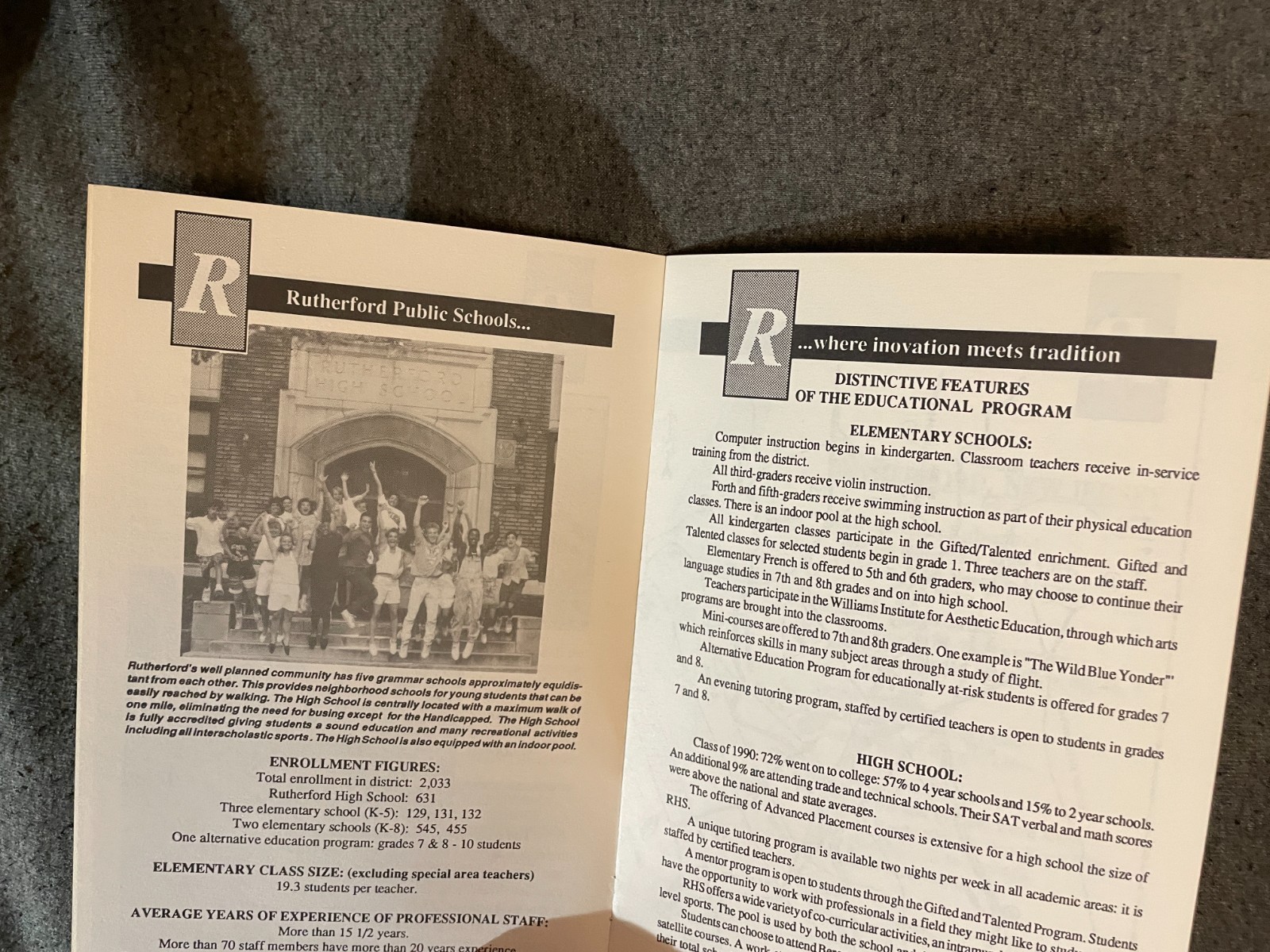 A Look at the Borough of Rutherford NJ Booklet 1990’s Vintage 18 Pages
