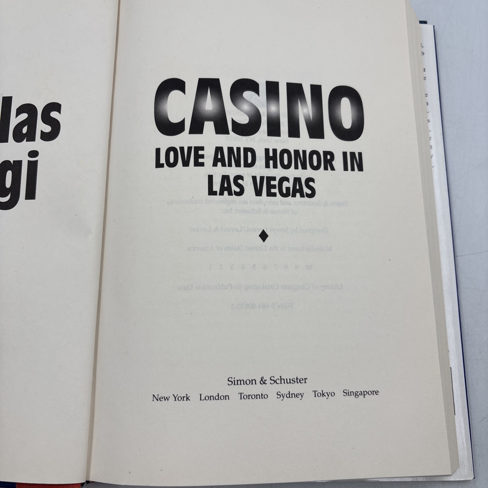 Casino by Nicholas Pileggi; First Edition / 1st Printing, 1995