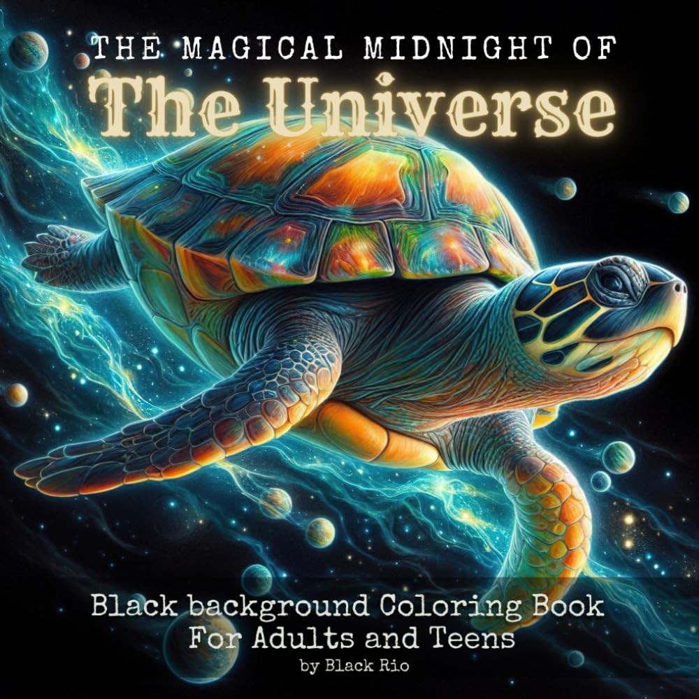 Magical Midnight Black Background Coloring Book The Universe with Fantasy