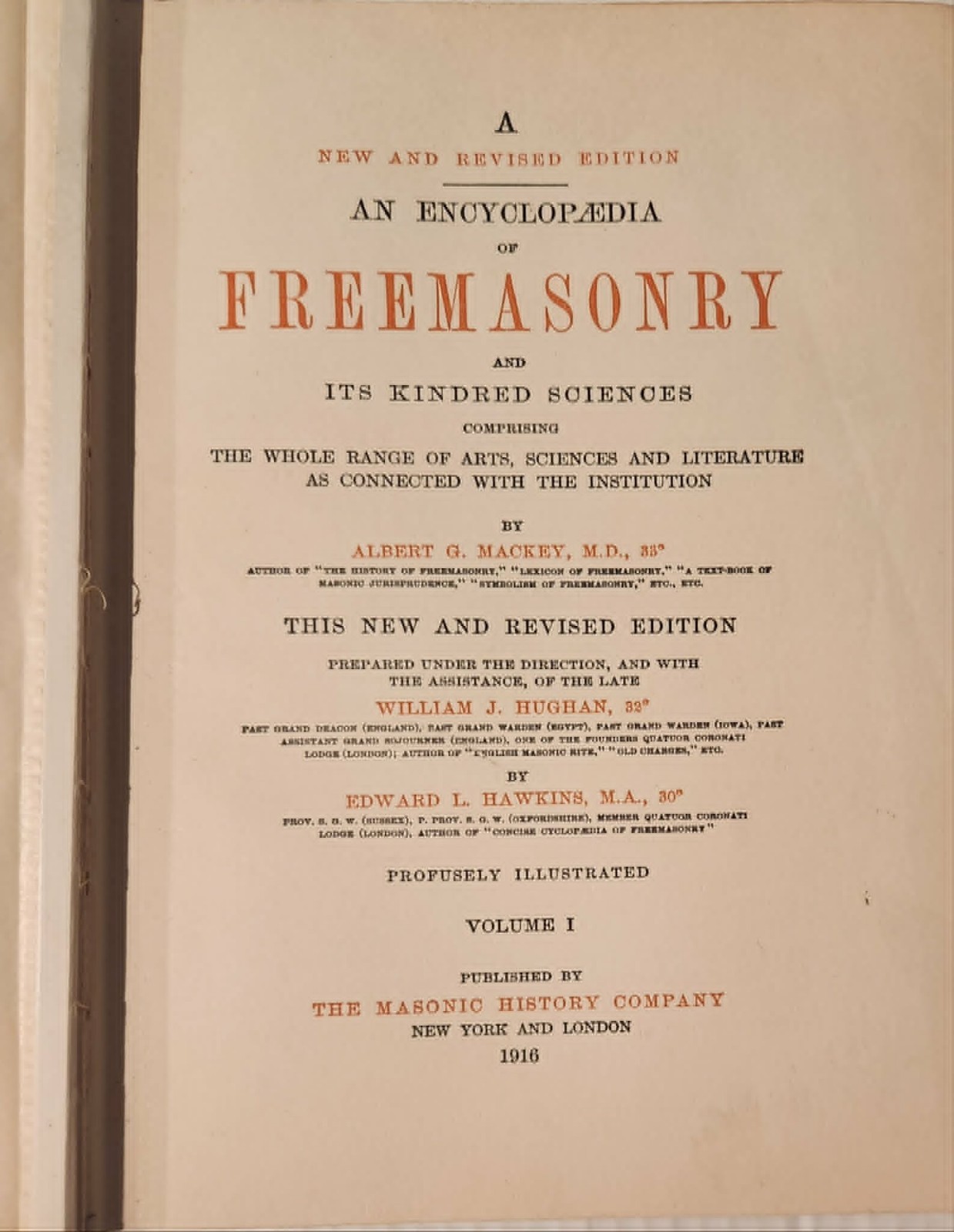 RARE ANTIQUE 1916 Encyclopedia of Freemasonry Albert Mackey 2 Vol. Set Embossed