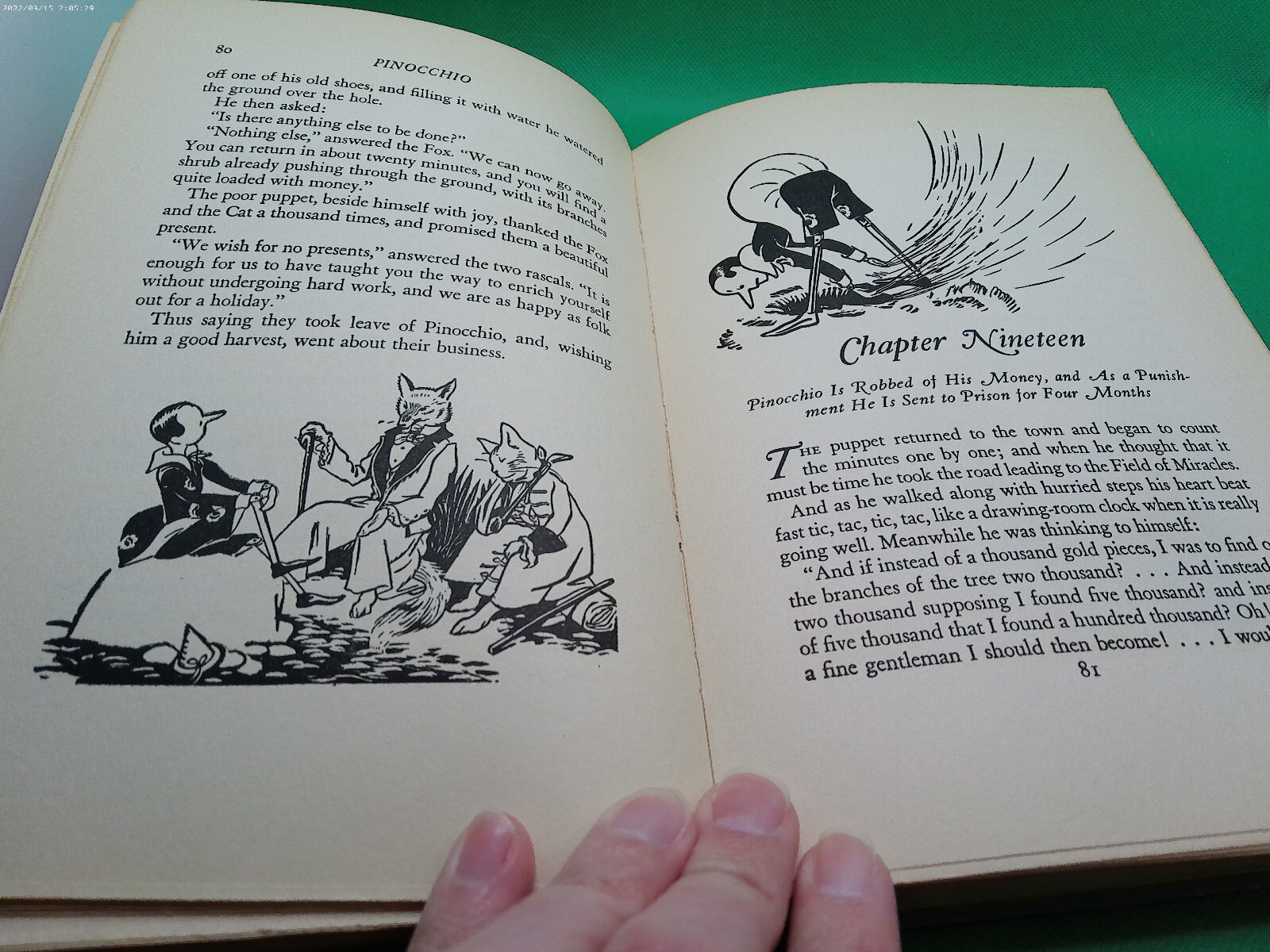 Pinocchio Collodi Helene Carter Grosset Dunlap color plates blue cover HB book
