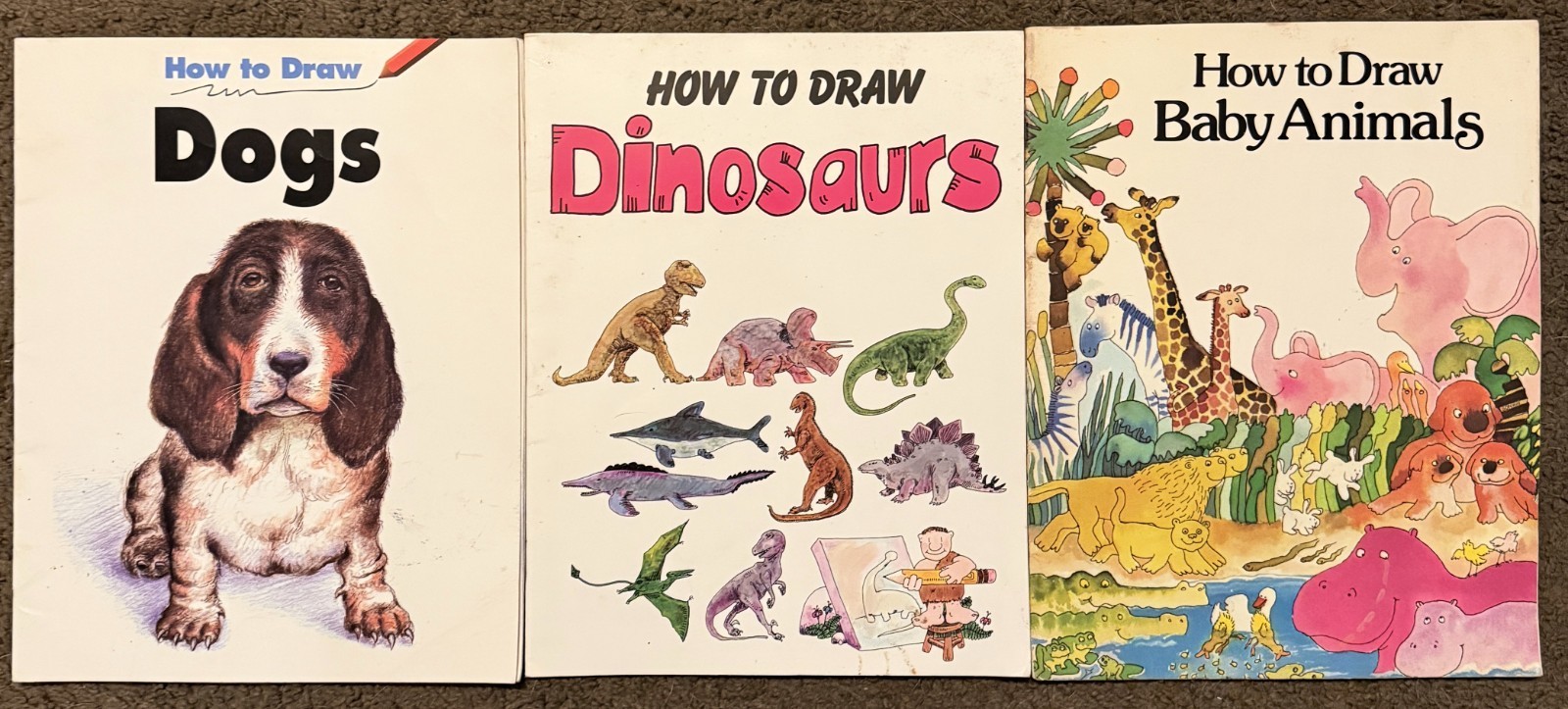 12 Vtg Watermill Press How to Draw Books * Animals Dogs Dinosaurs Ghost Witches