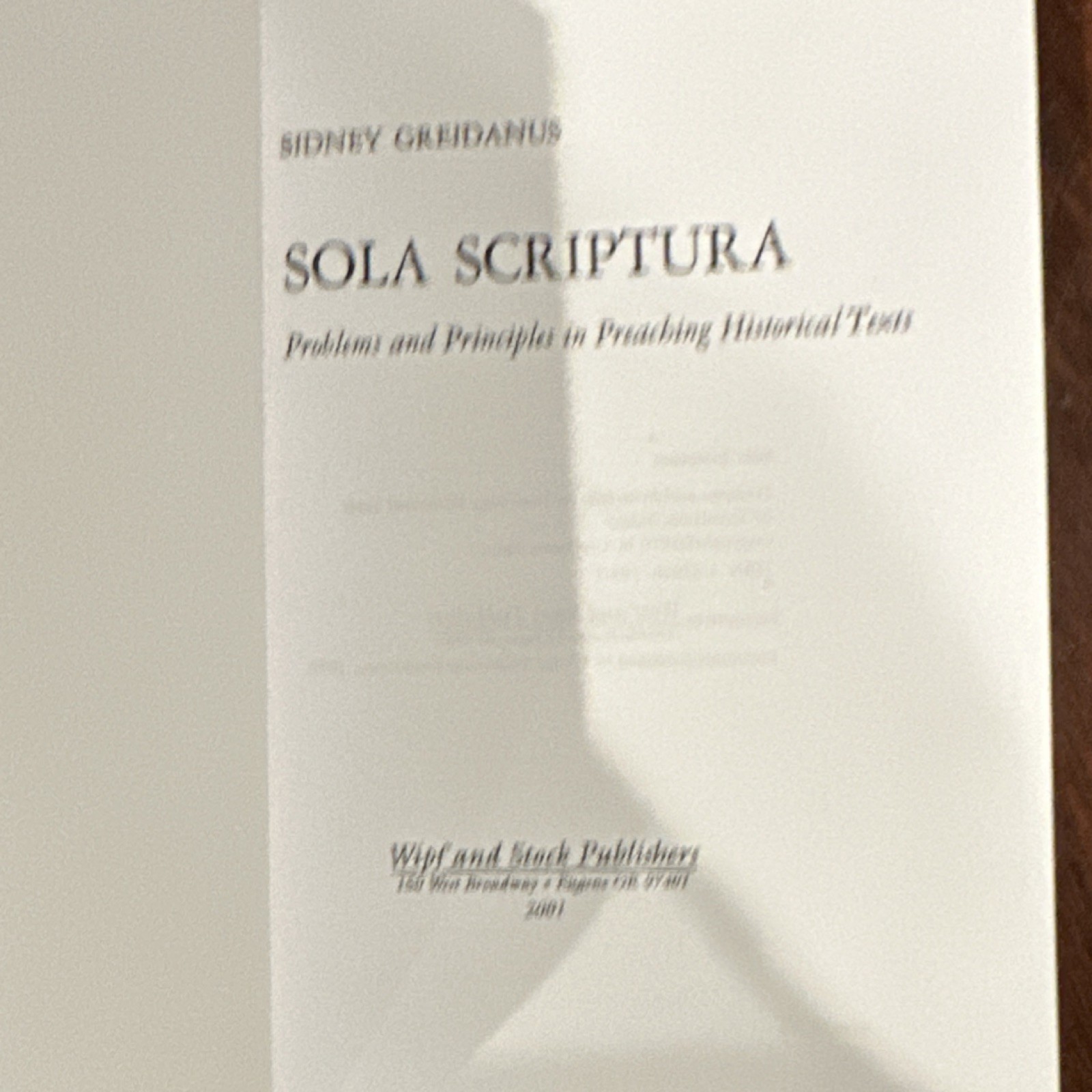Wipf & Stock Sola Scriptura Sidney Greidanus Paperback Christian Ministry