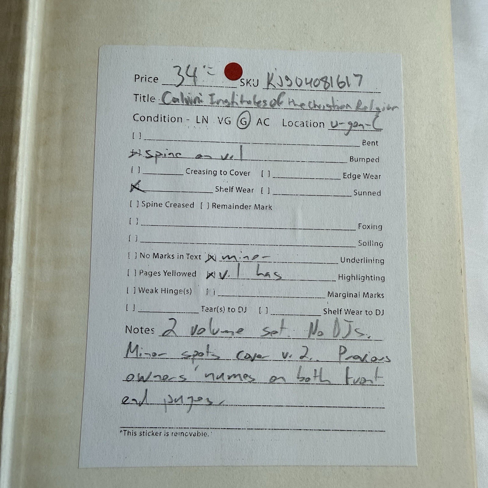 Calvin’s Institutes Of The Christian Religion Vol 1 & 2, 1960 Westminster Press