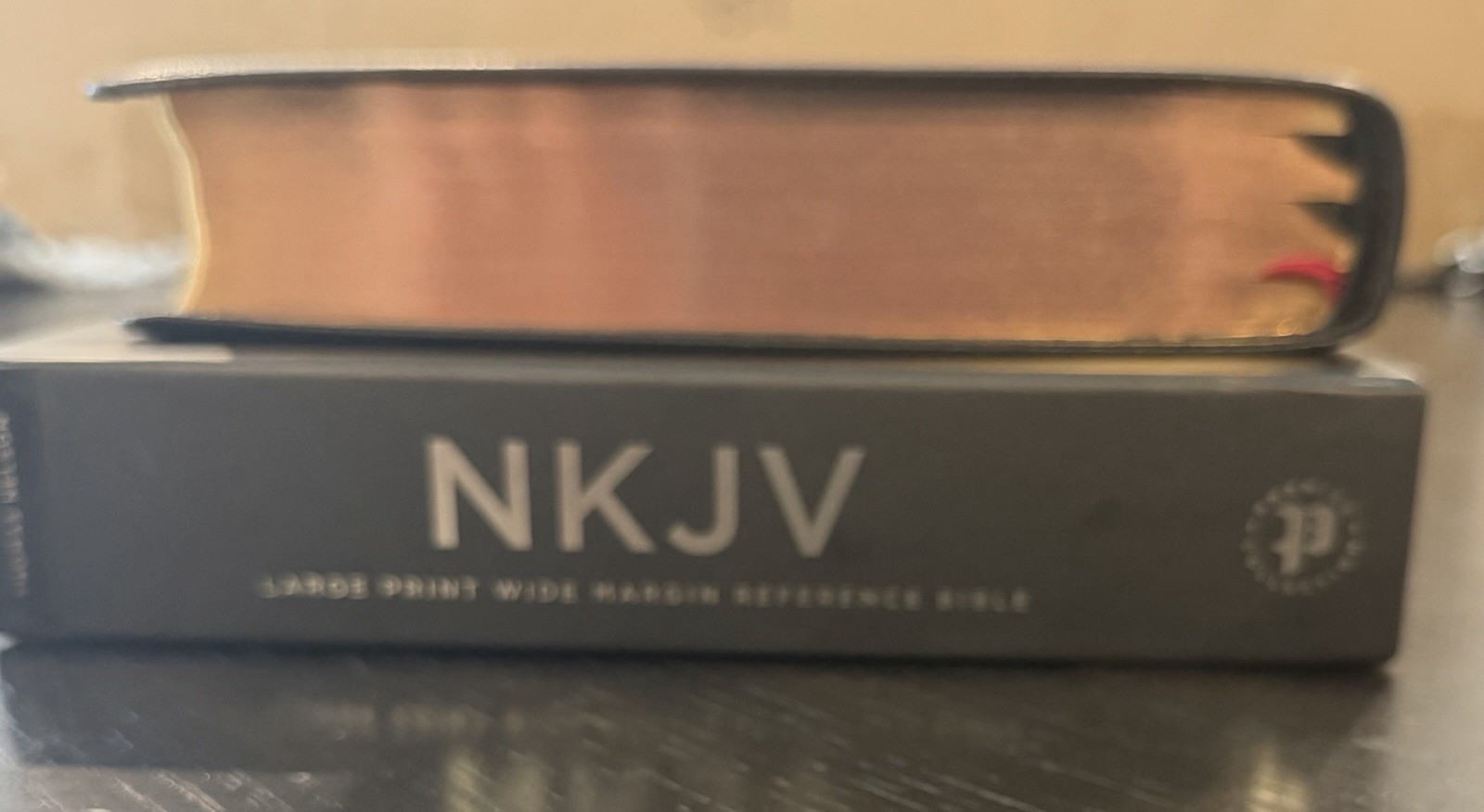 NKJV Large Print Wide Margin reference bible, Nelson Premier, Black Goatskin